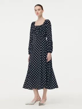 16 Momme Mulberry Slik Polka Dots Women Maxi Dress