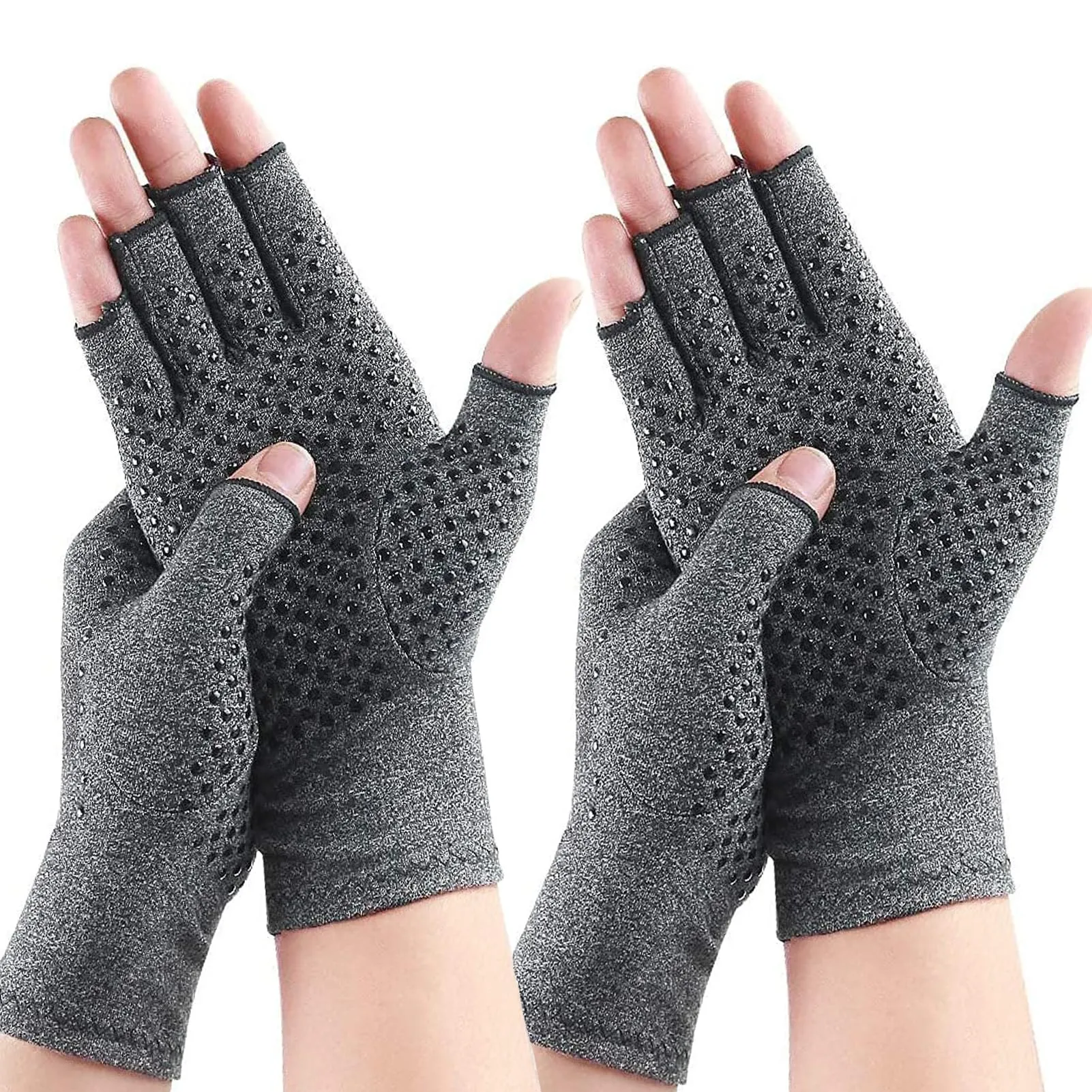 2 Pairs Arthritis Compression Gloves, Provide Support Warmth for Carpal Tunnel, Rheumatoid, Arthritis Pain Relief Gloves, Fingerless Compression Gloves for Arthritis for Women & Men(M(2 Pairs)) M (2 Pairs)