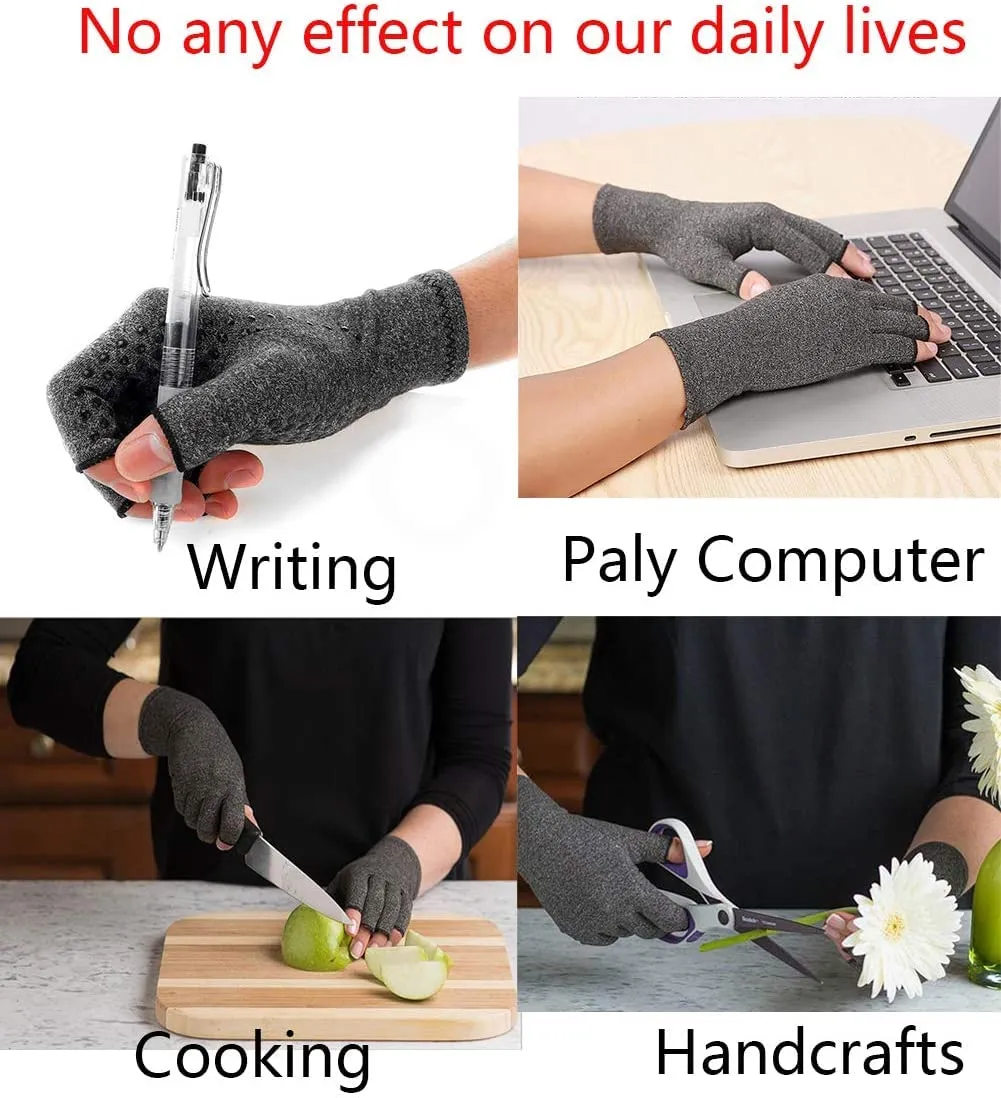 2 Pairs Arthritis Compression Gloves, Provide Support Warmth for Carpal Tunnel, Rheumatoid, Arthritis Pain Relief Gloves, Fingerless Compression Gloves for Arthritis for Women & Men(M(2 Pairs)) M (2 Pairs)