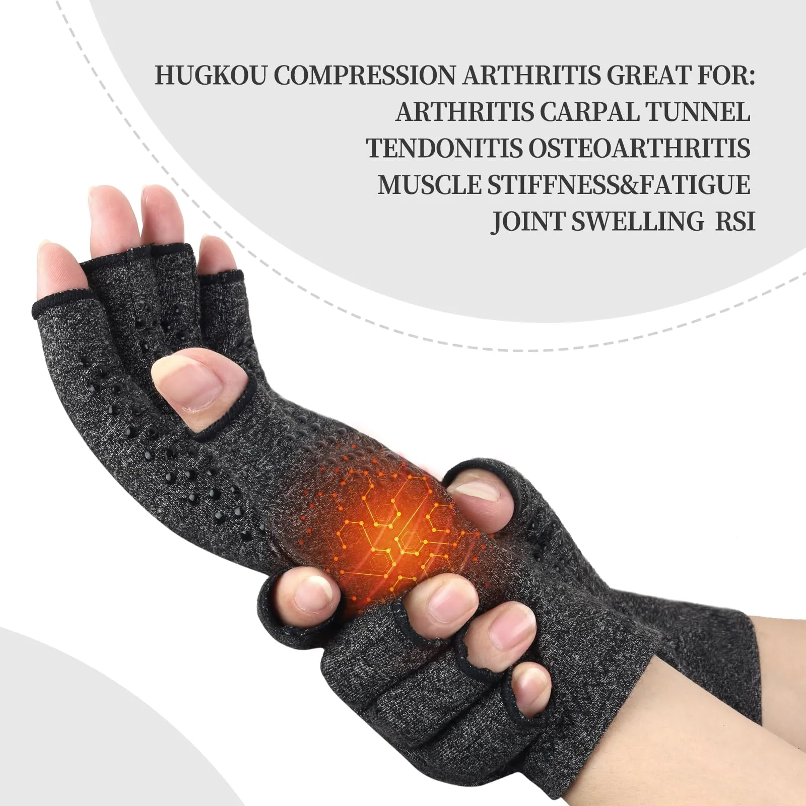 2 Pairs Arthritis Compression Gloves, Provide Support Warmth for Carpal Tunnel, Rheumatoid, Arthritis Pain Relief Gloves, Fingerless Compression Gloves for Arthritis for Women & Men(M(2 Pairs)) M (2 Pairs)