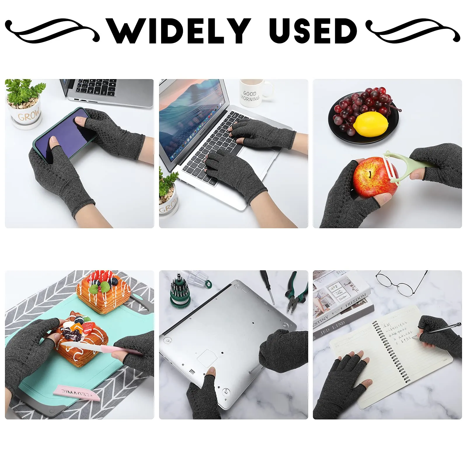 2 Pairs Arthritis Gloves Unisex Pressure Gloves Breathable Relieve Joint Pain Gloves Fingerless for Adult Man Woman Provide Support and Warmth, 2 Colors