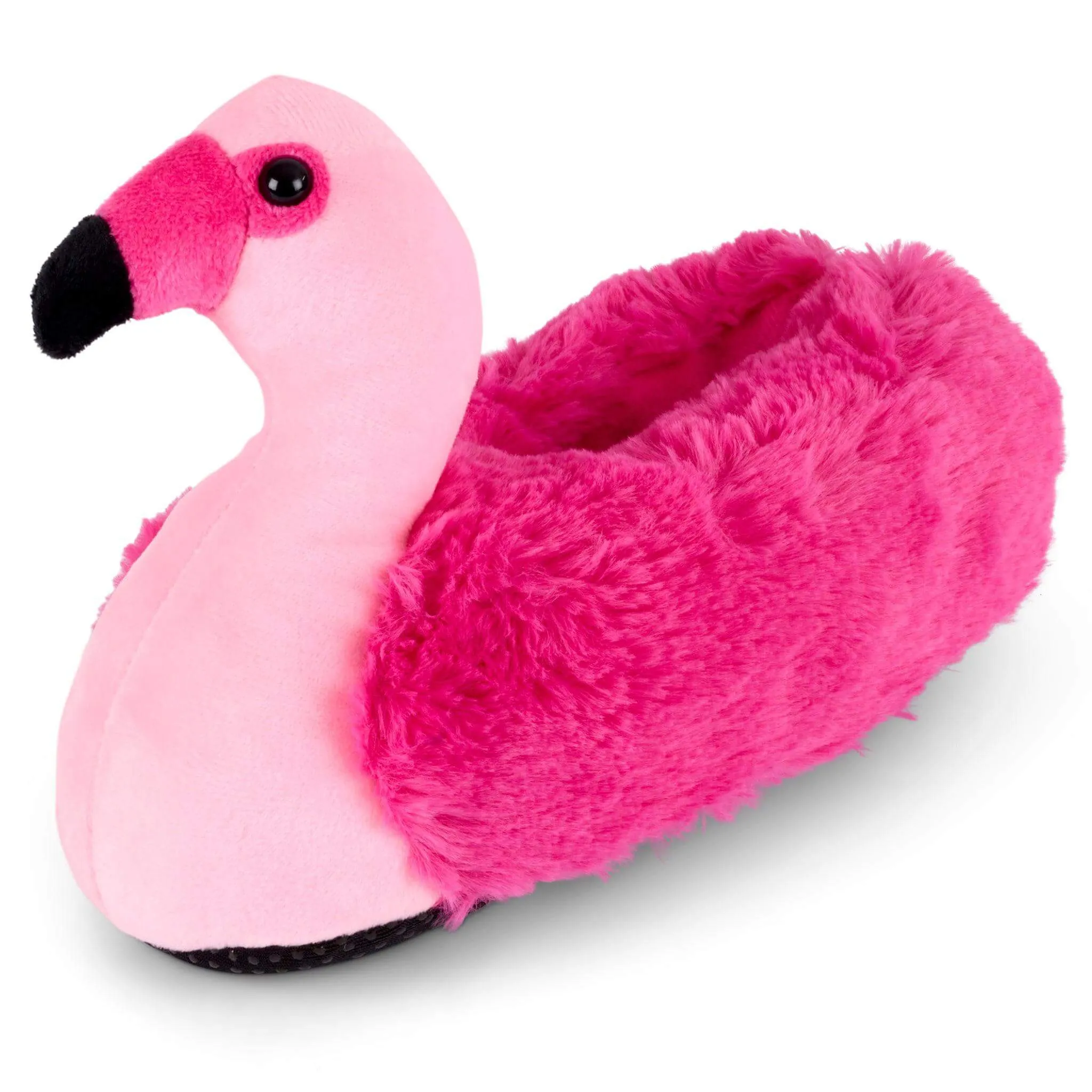 3D Plush Pink Flamingo Slippers - Size UK Kids 11 - 1Y