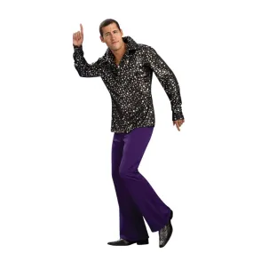 70s Disco Shirt - Silver Stars - Adult