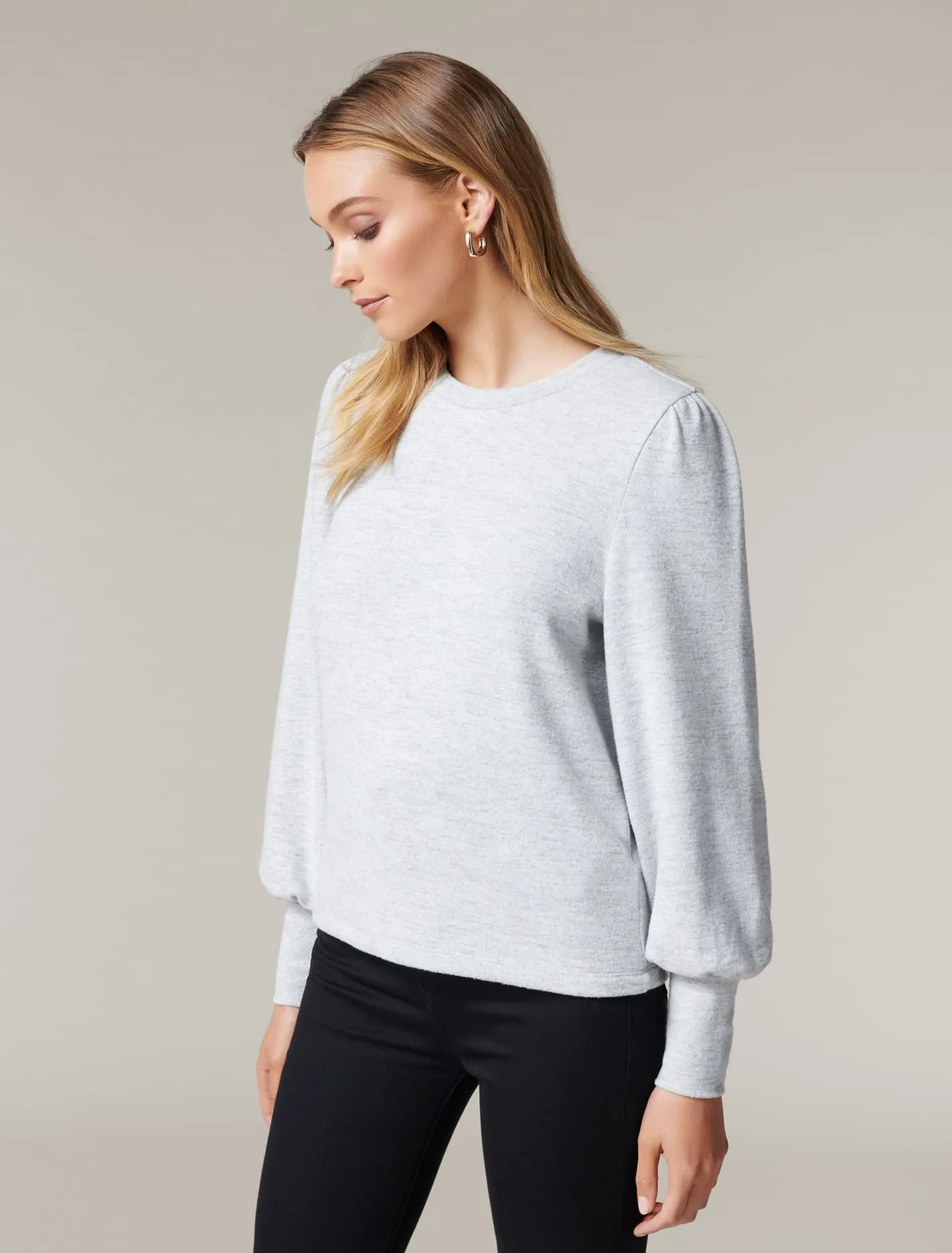 Annie Brushed Rib Puff Sleeve Top