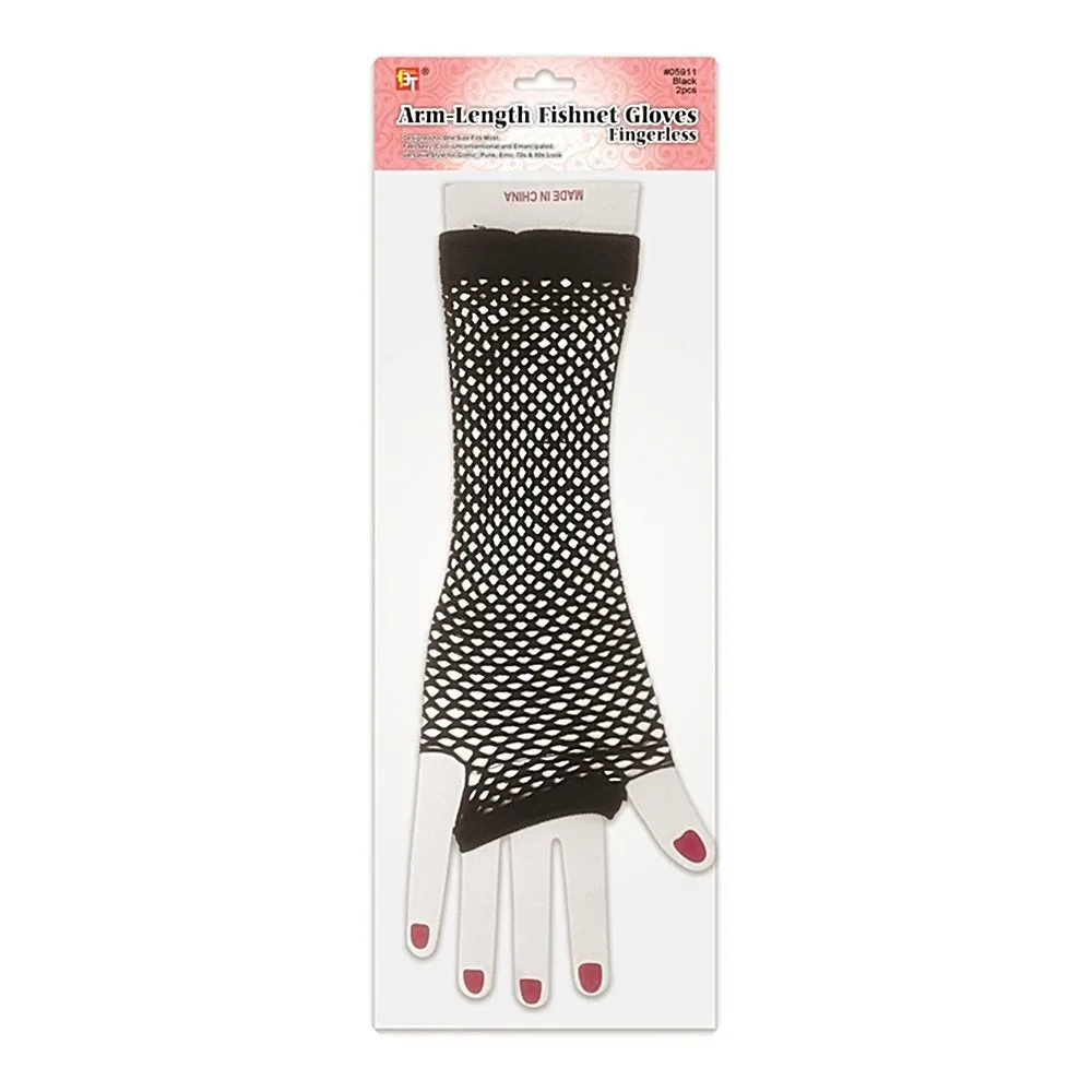 ARM-LENGTH FISHNET GLOVES - FINGERLESS
