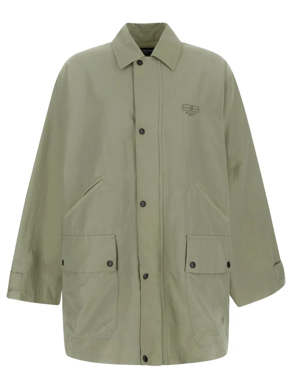 Balenciaga Logo Embroidered Long Parka