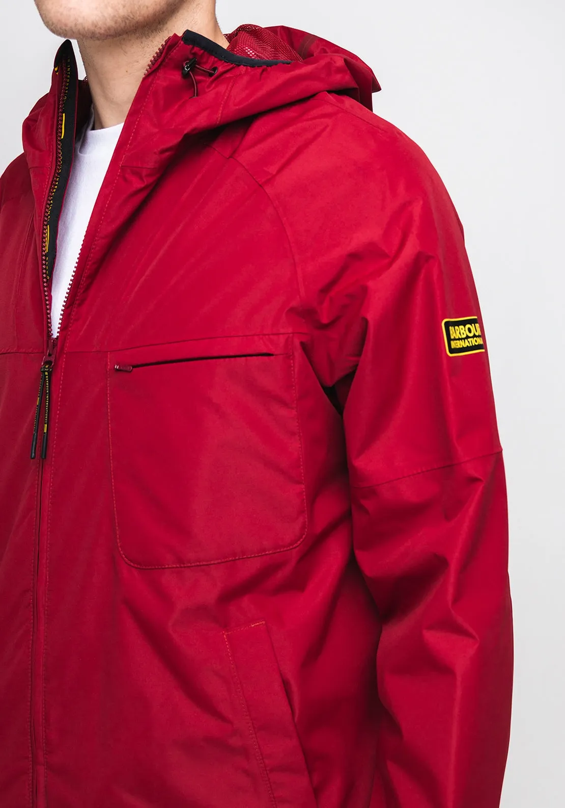 Barbour International Grange Parka Waterproof Hooded Jacket, Red