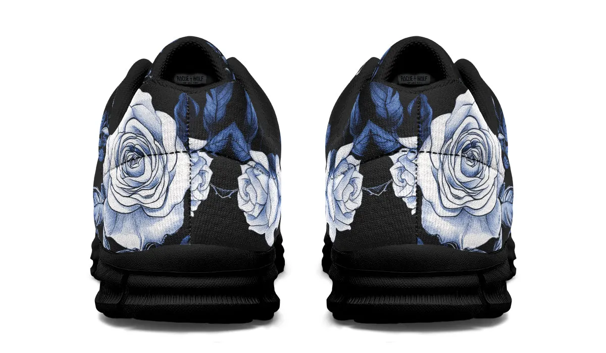 Blue Rose Romance Athletic Sneakers - Light Breathable and Comfortable Sports Shoes with Anti-Slip Soles