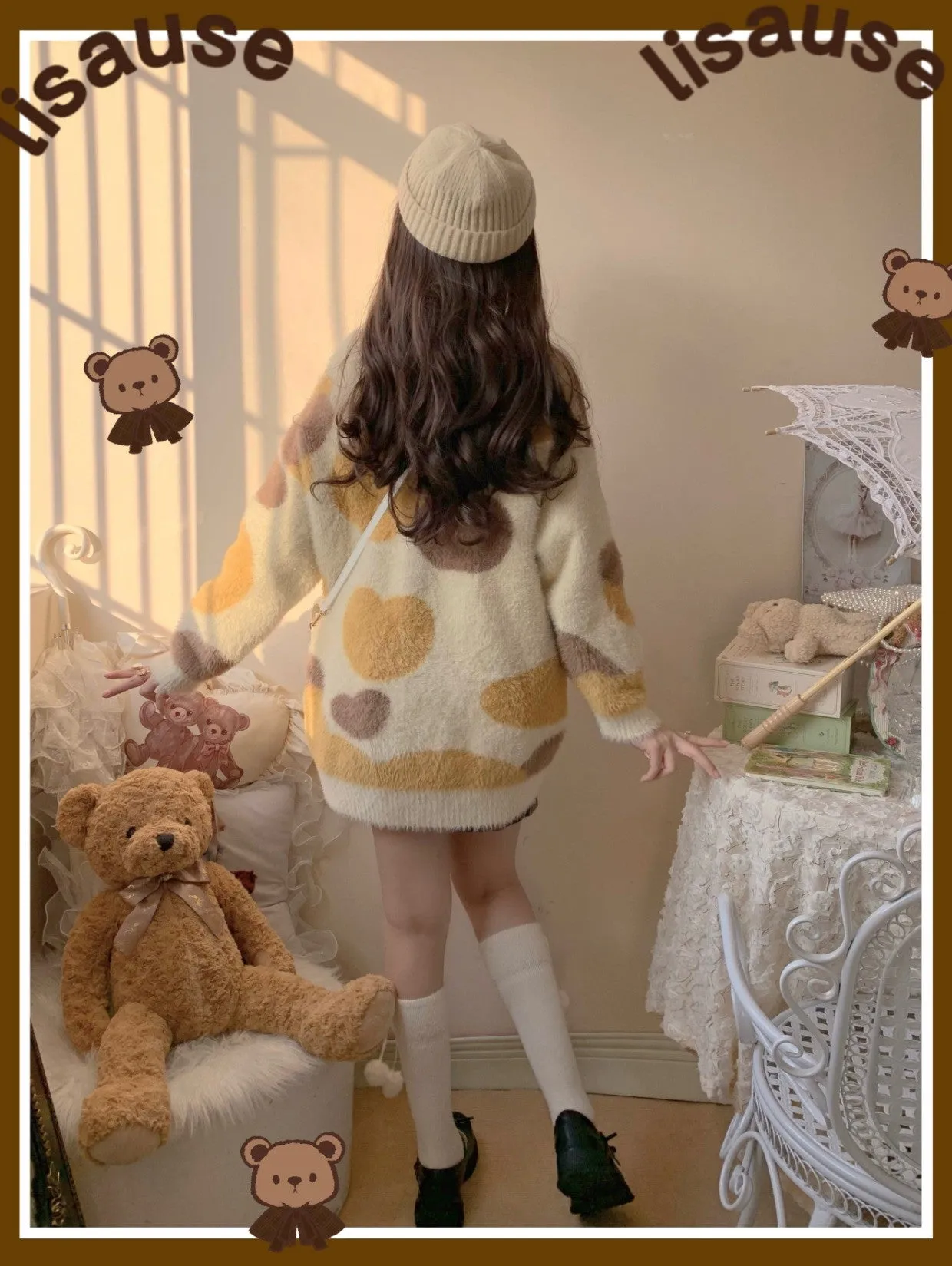 Calico Cat & Gray Tabby Cat Faux Mink Fur Cardigan Sweater