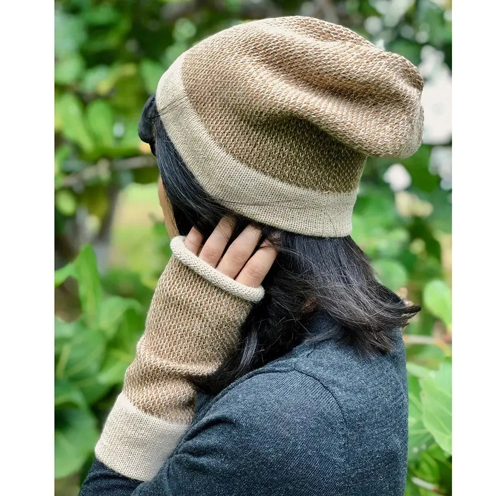 Camel Interwoven Alpaca Gloves | Ethical Style