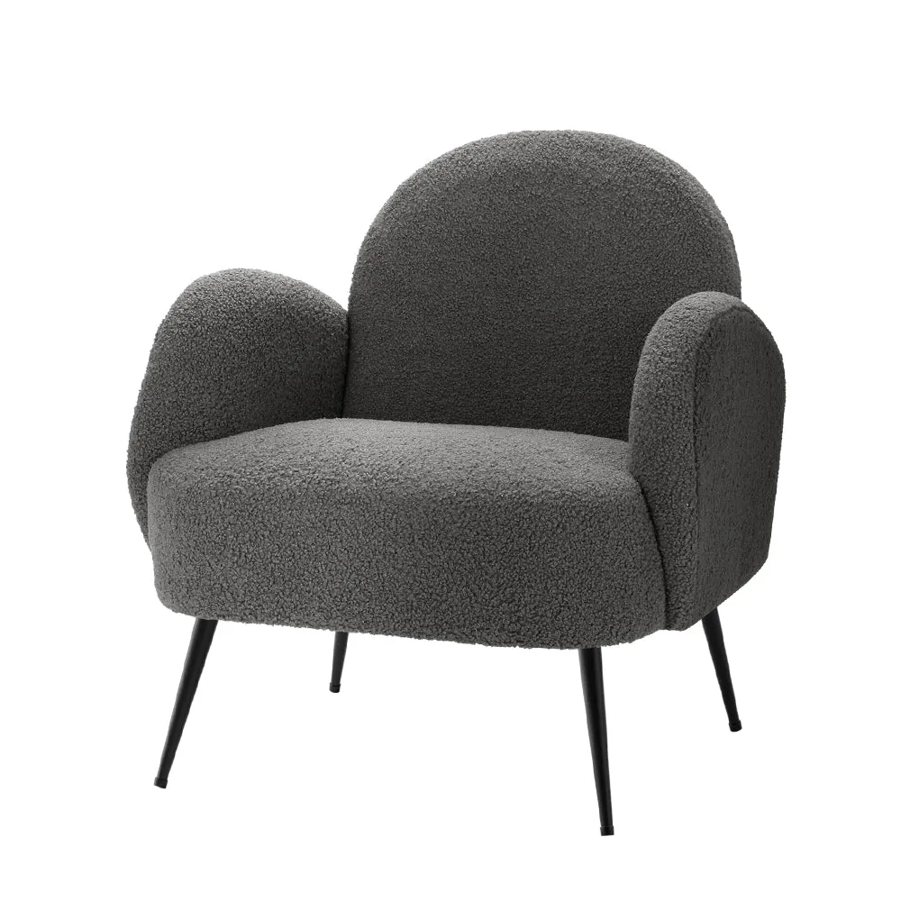 Charcoal Boucle Sherpa Armchair with Steel Legs - Artiss