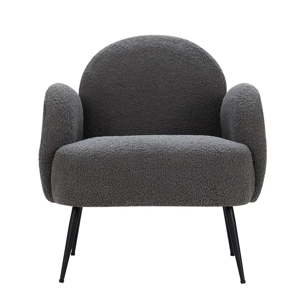 Charcoal Boucle Sherpa Armchair with Steel Legs - Artiss