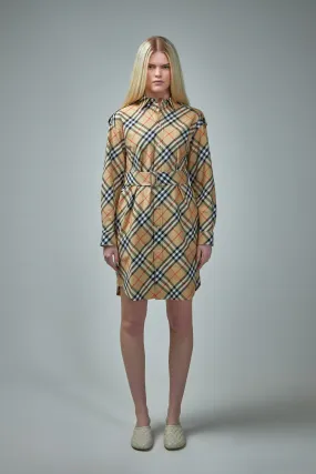 Check Cotton Shirt Dress