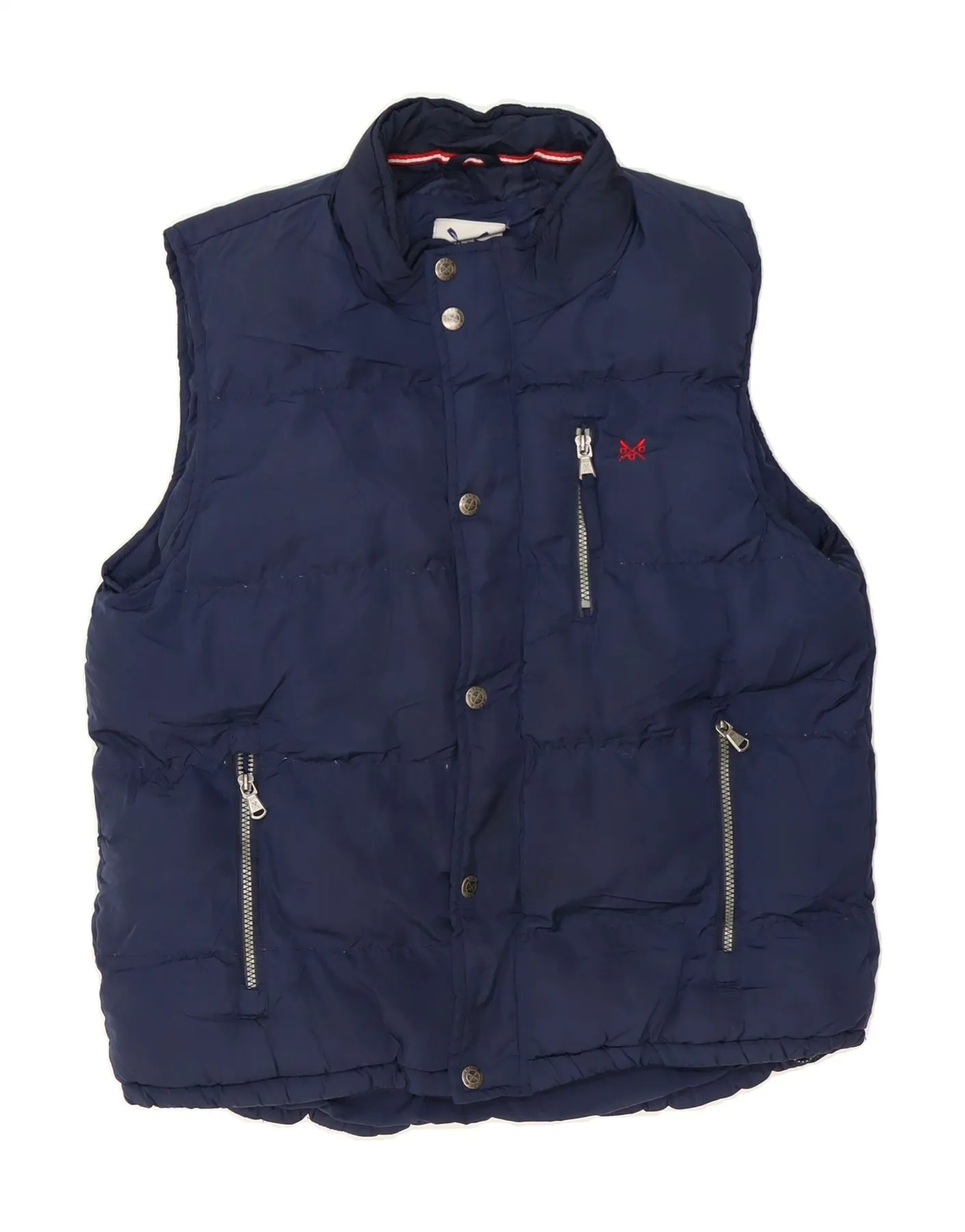 CREW CLOTHING Mens Padded Gilet UK 40 Large Navy Blue