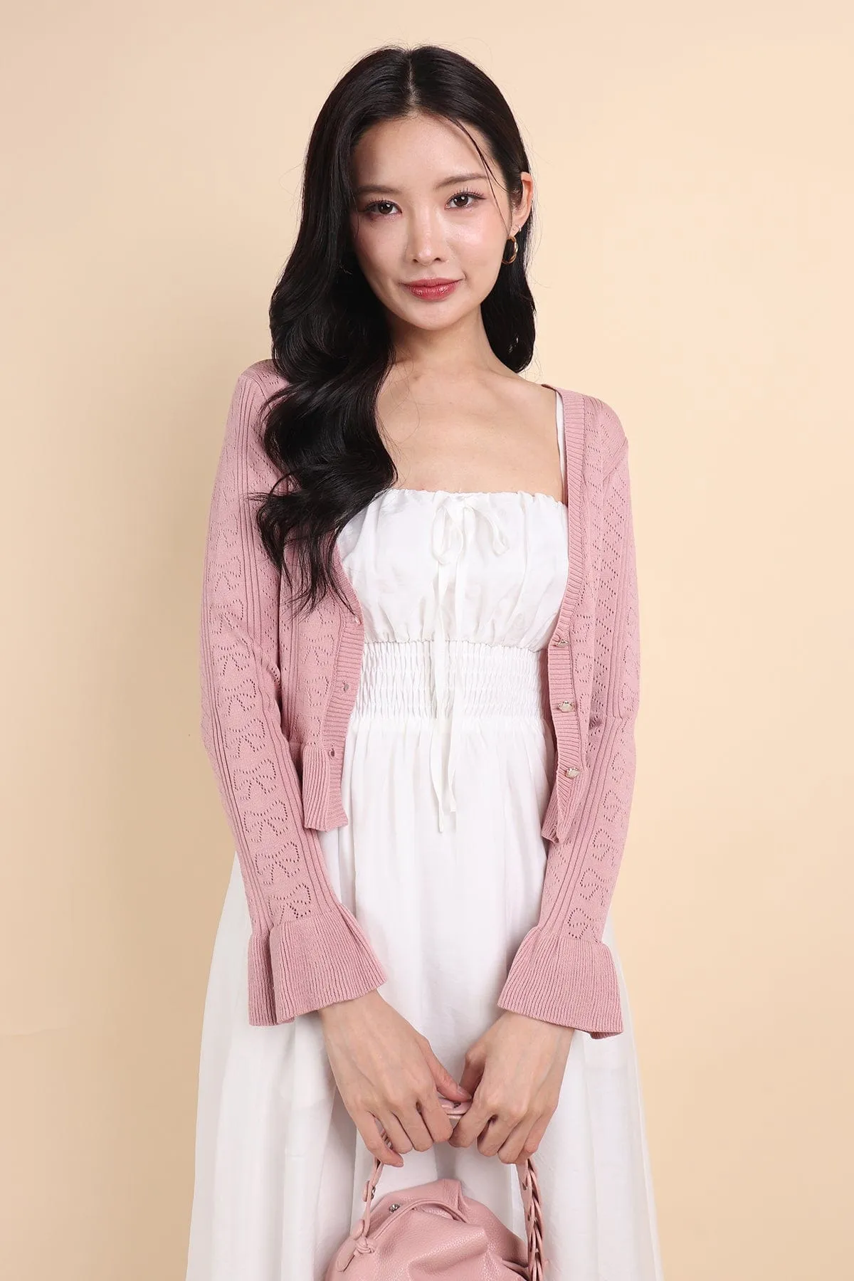 DANNI FLAIR CARDIGAN IN BLUSH PINK