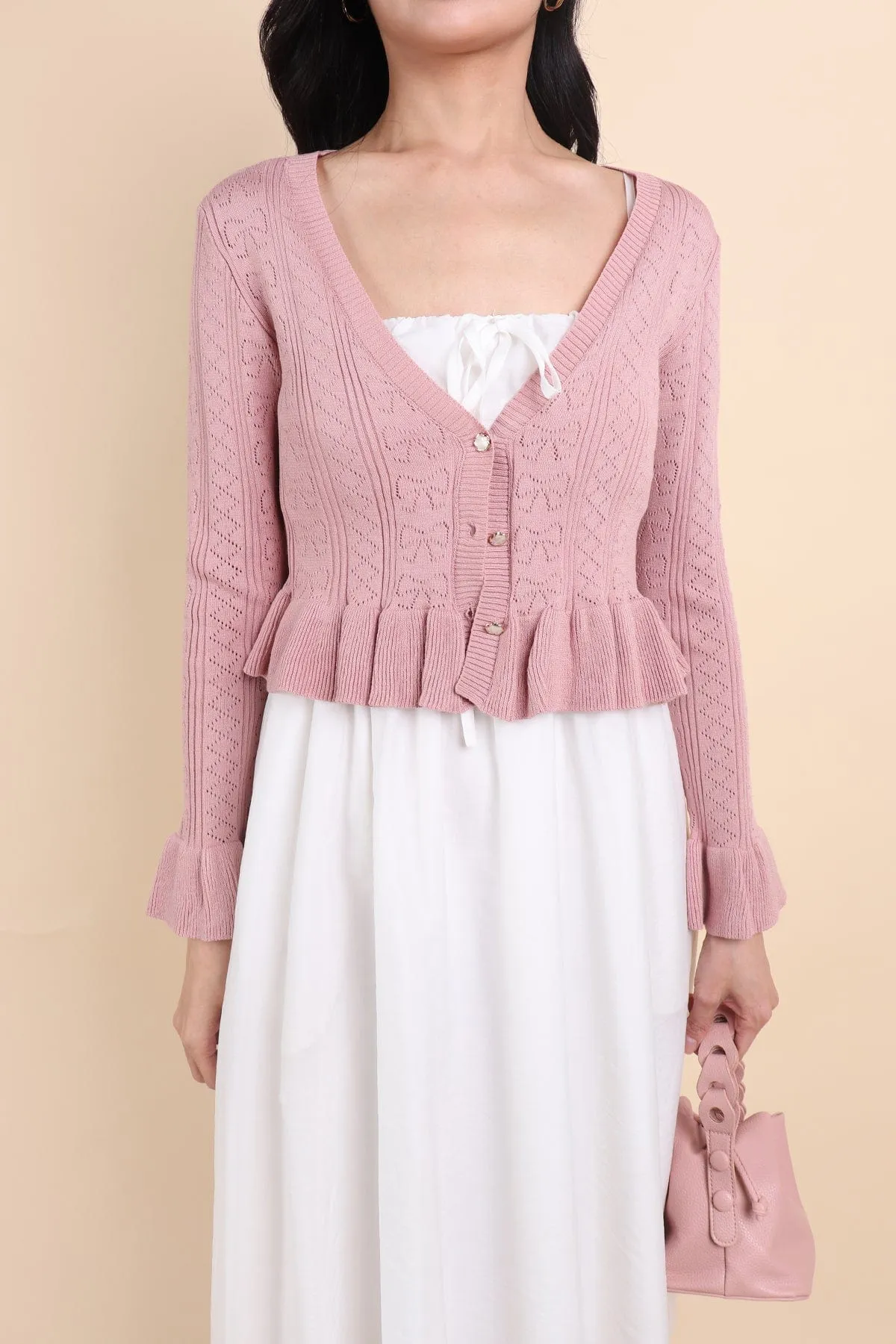 DANNI FLAIR CARDIGAN IN BLUSH PINK