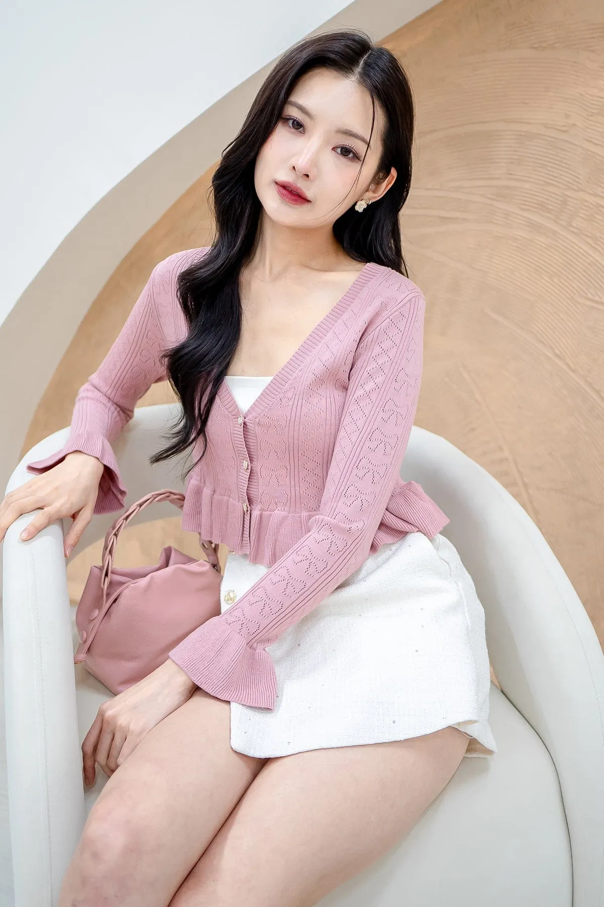 DANNI FLAIR CARDIGAN IN BLUSH PINK