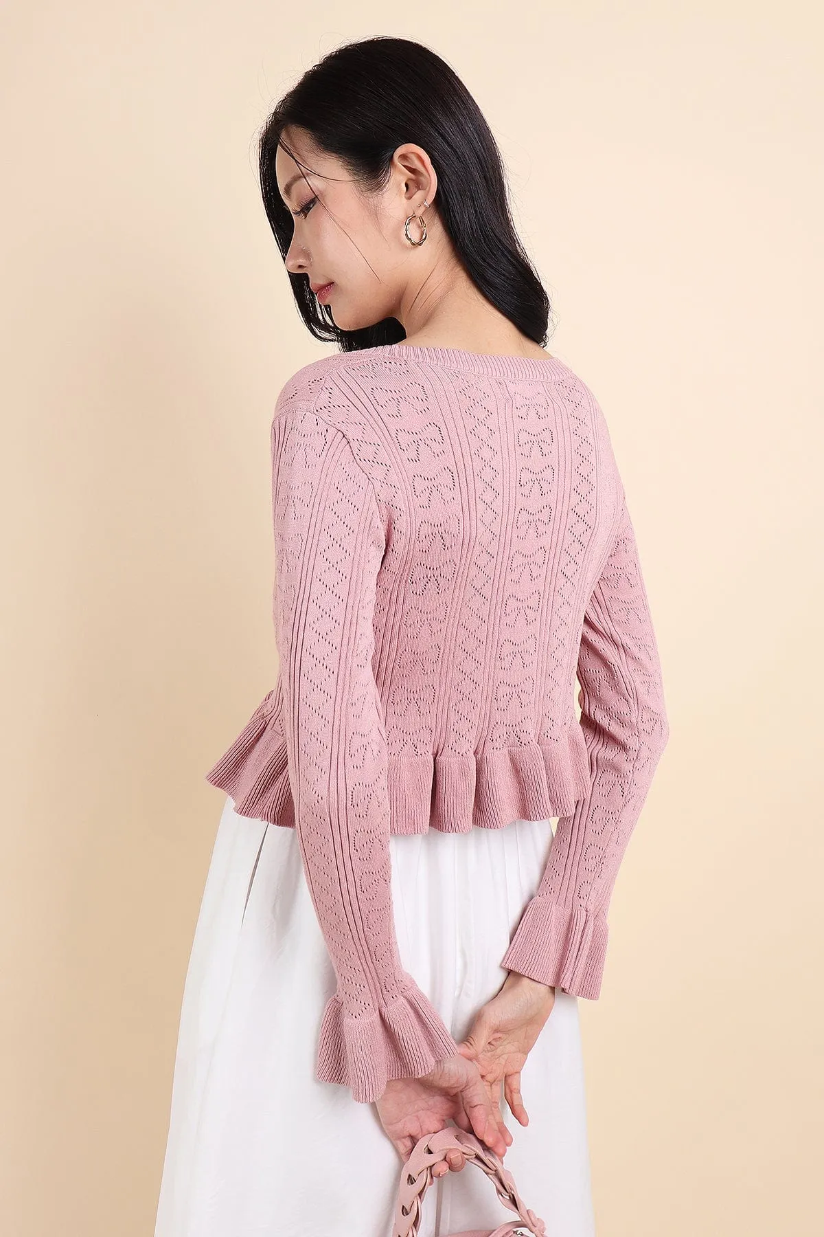 DANNI FLAIR CARDIGAN IN BLUSH PINK
