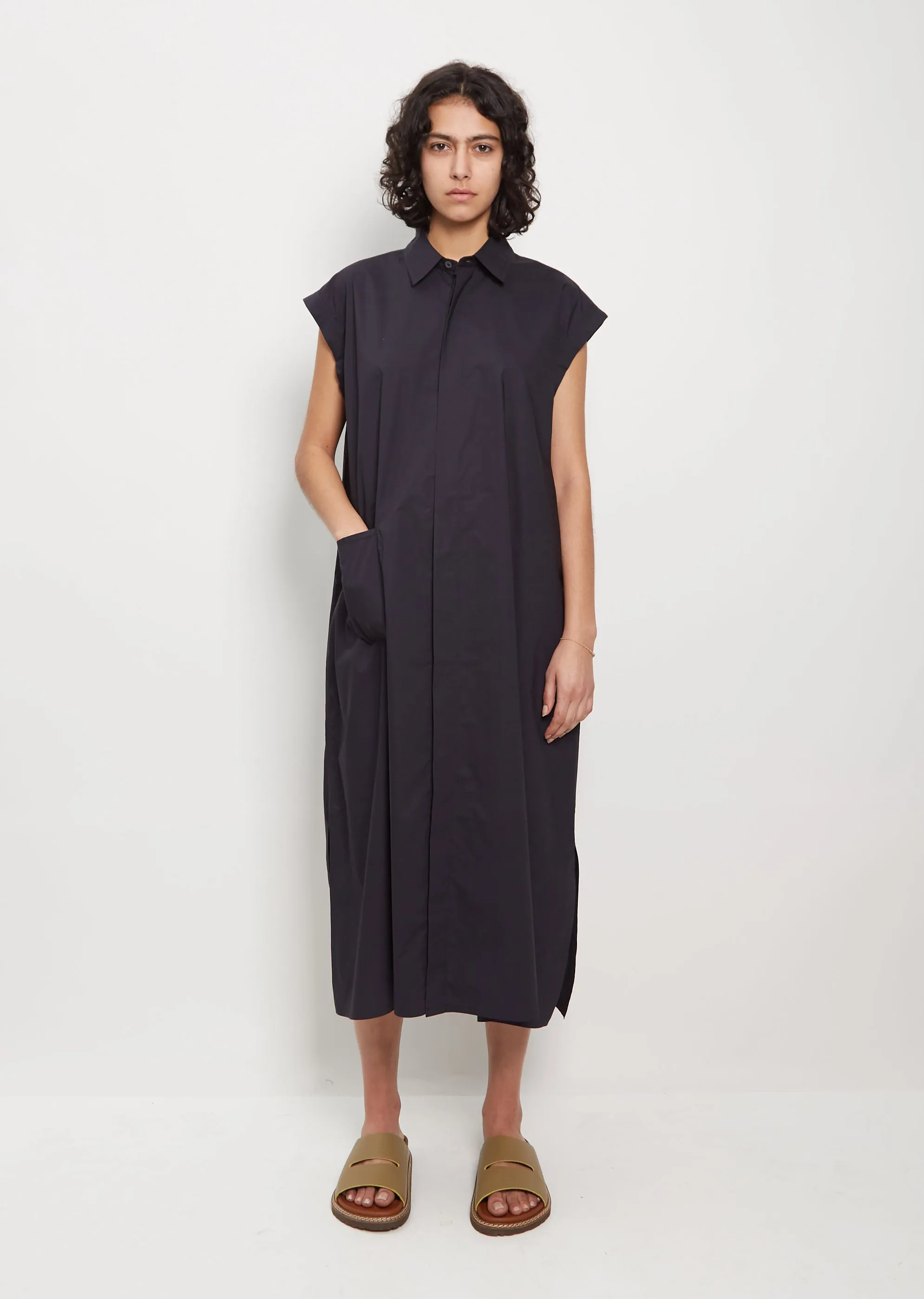 Deb Cotton Shirt Dress — Black