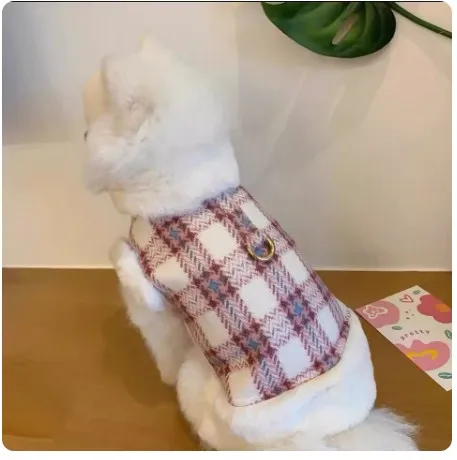 Dog winter checked gilet