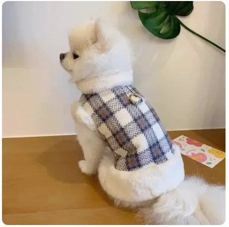 Dog winter checked gilet