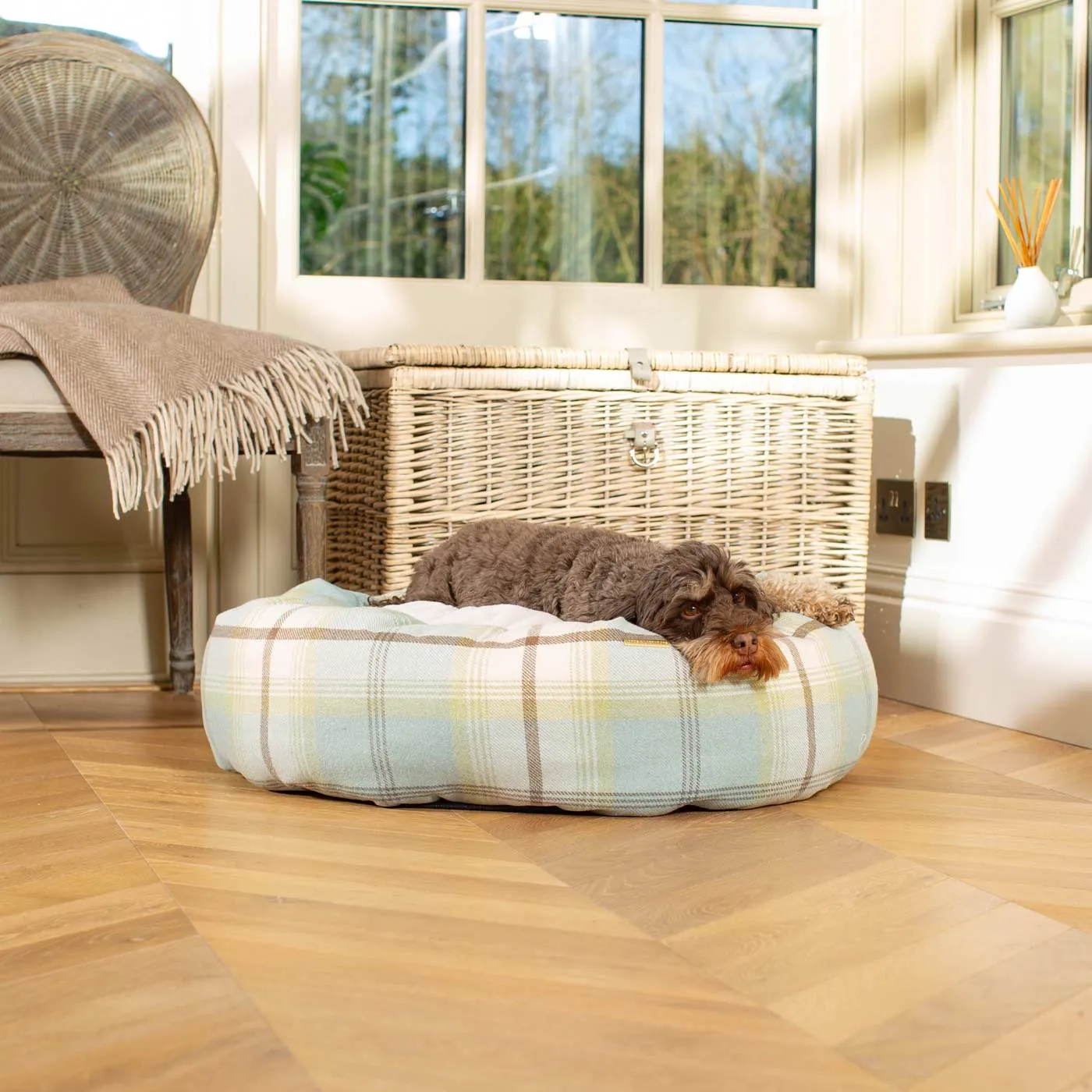 Donut Bed in Balmoral Duck Egg Tweed by Lords & Labradors