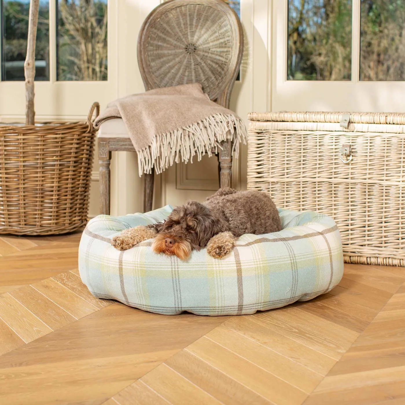 Donut Bed in Balmoral Duck Egg Tweed by Lords & Labradors