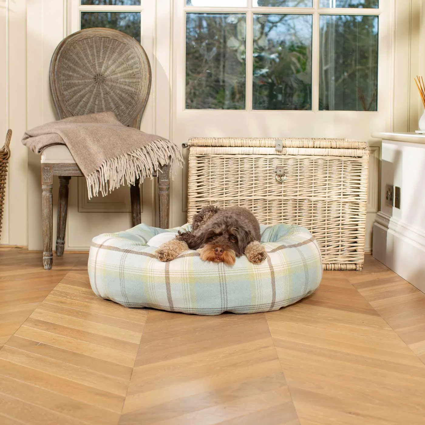 Donut Bed in Balmoral Duck Egg Tweed by Lords & Labradors