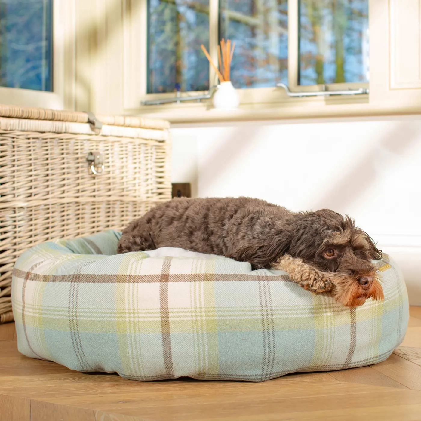 Donut Bed in Balmoral Duck Egg Tweed by Lords & Labradors
