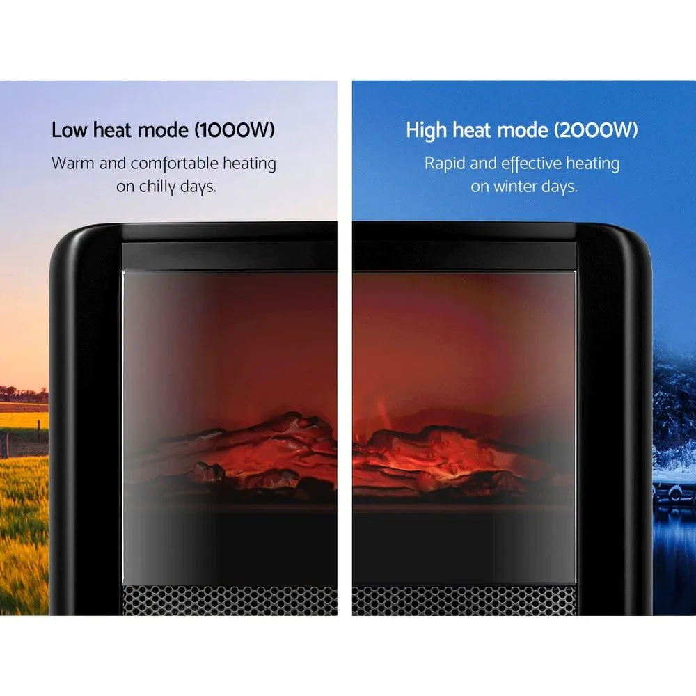 Electric Fireplace 3D Flame Effect Timer Portable Indoor Heater 2000W