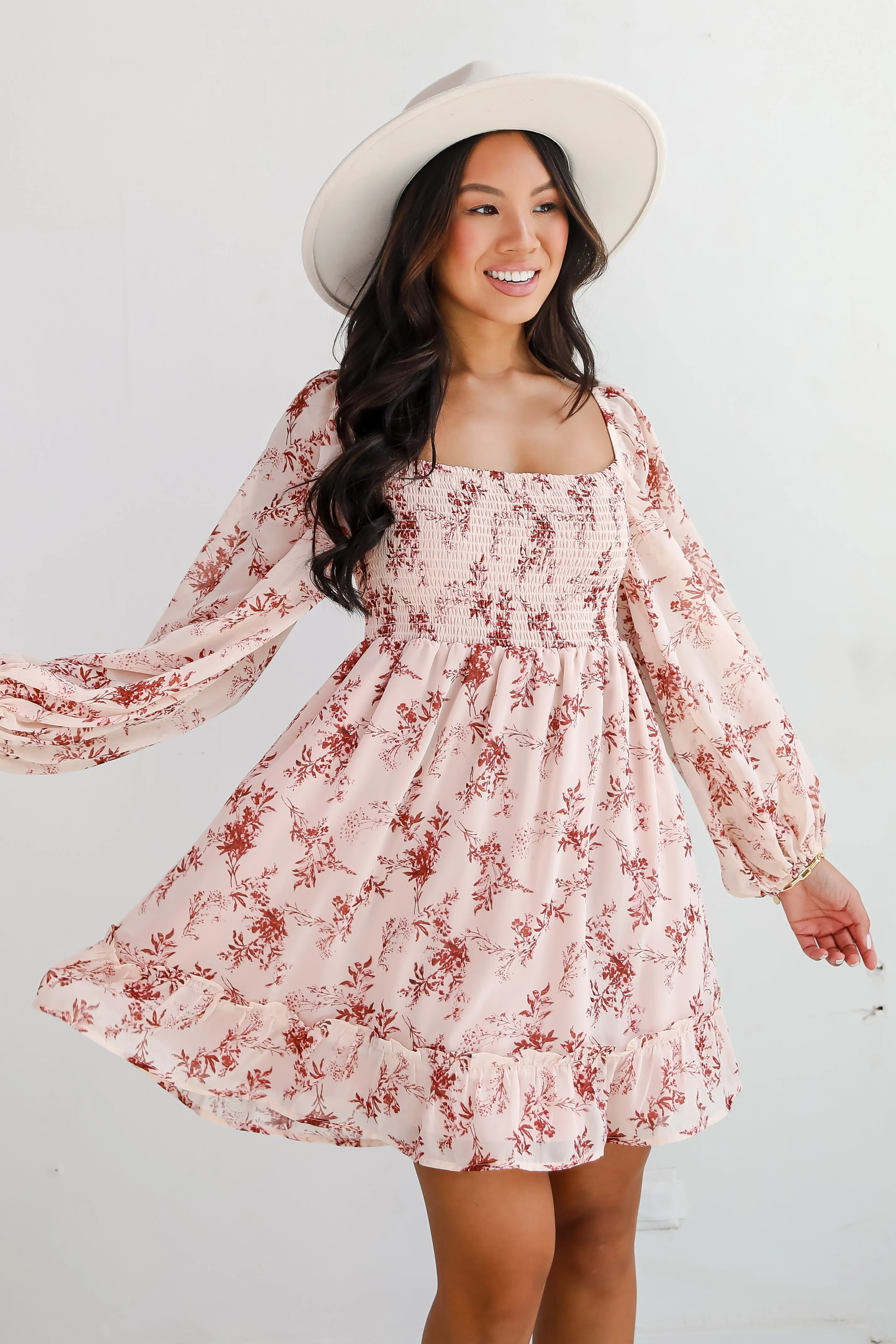 FINAL SALE - Authentic Glamour Blush Floral Mini Dress
