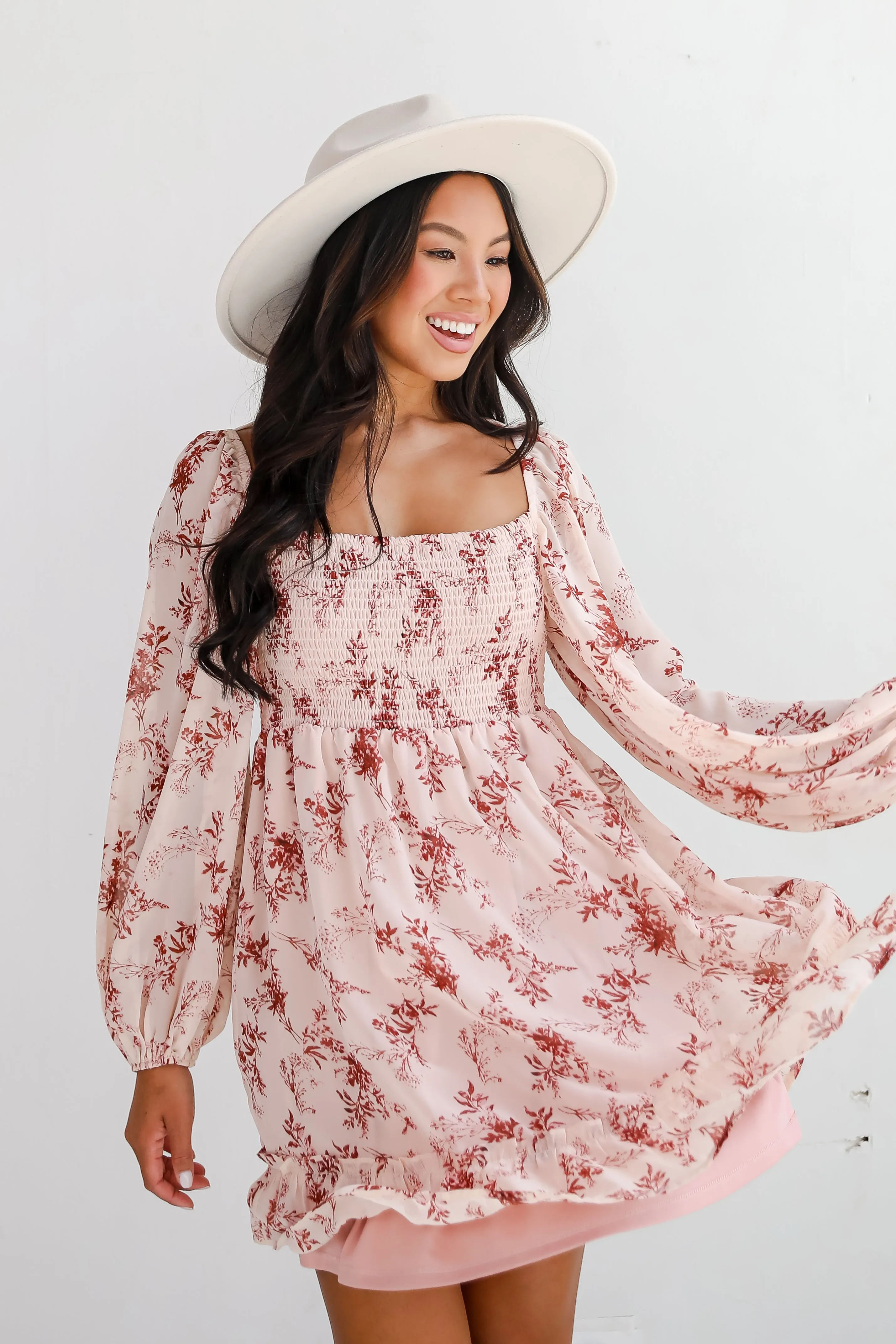 FINAL SALE - Authentic Glamour Blush Floral Mini Dress