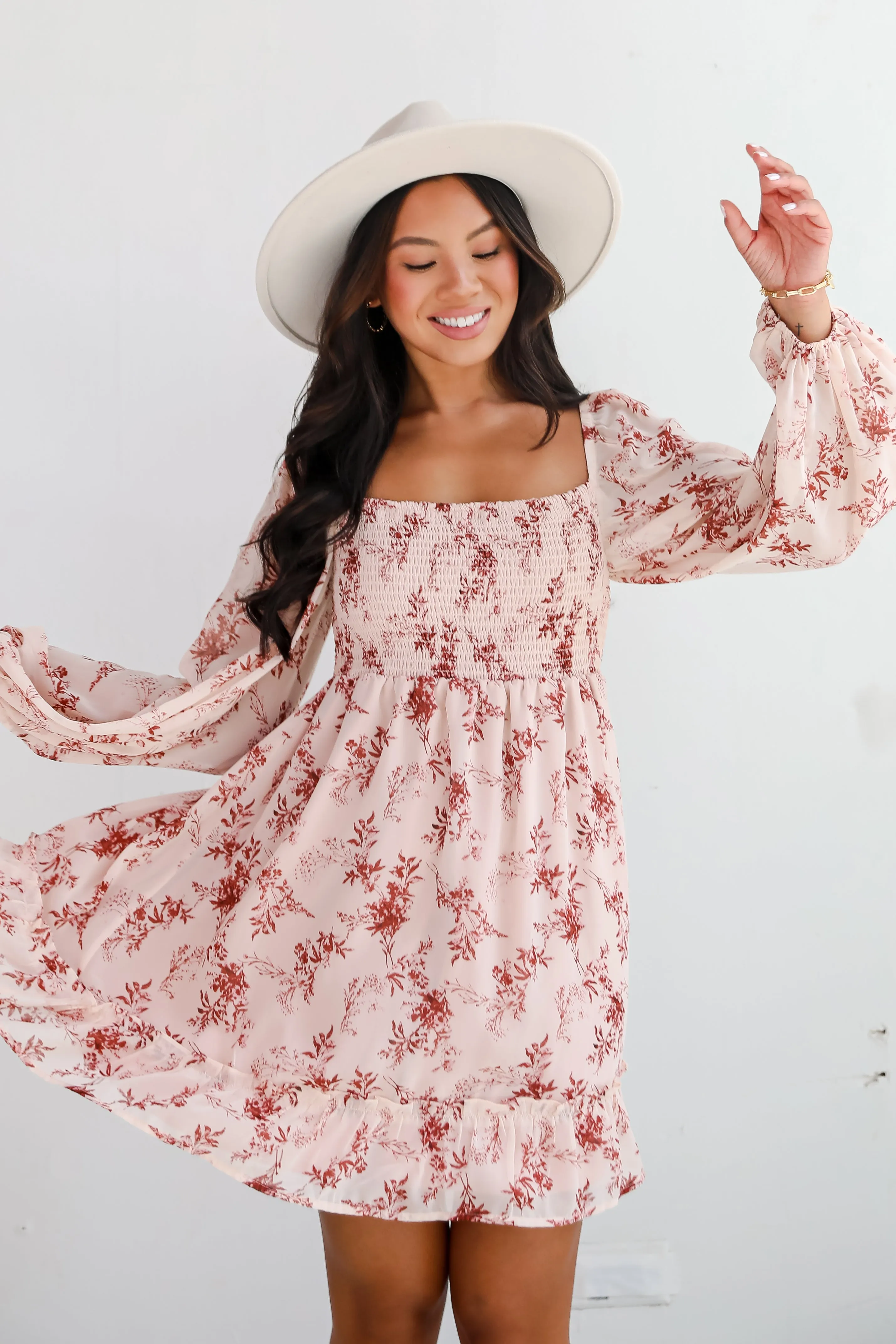 FINAL SALE - Authentic Glamour Blush Floral Mini Dress