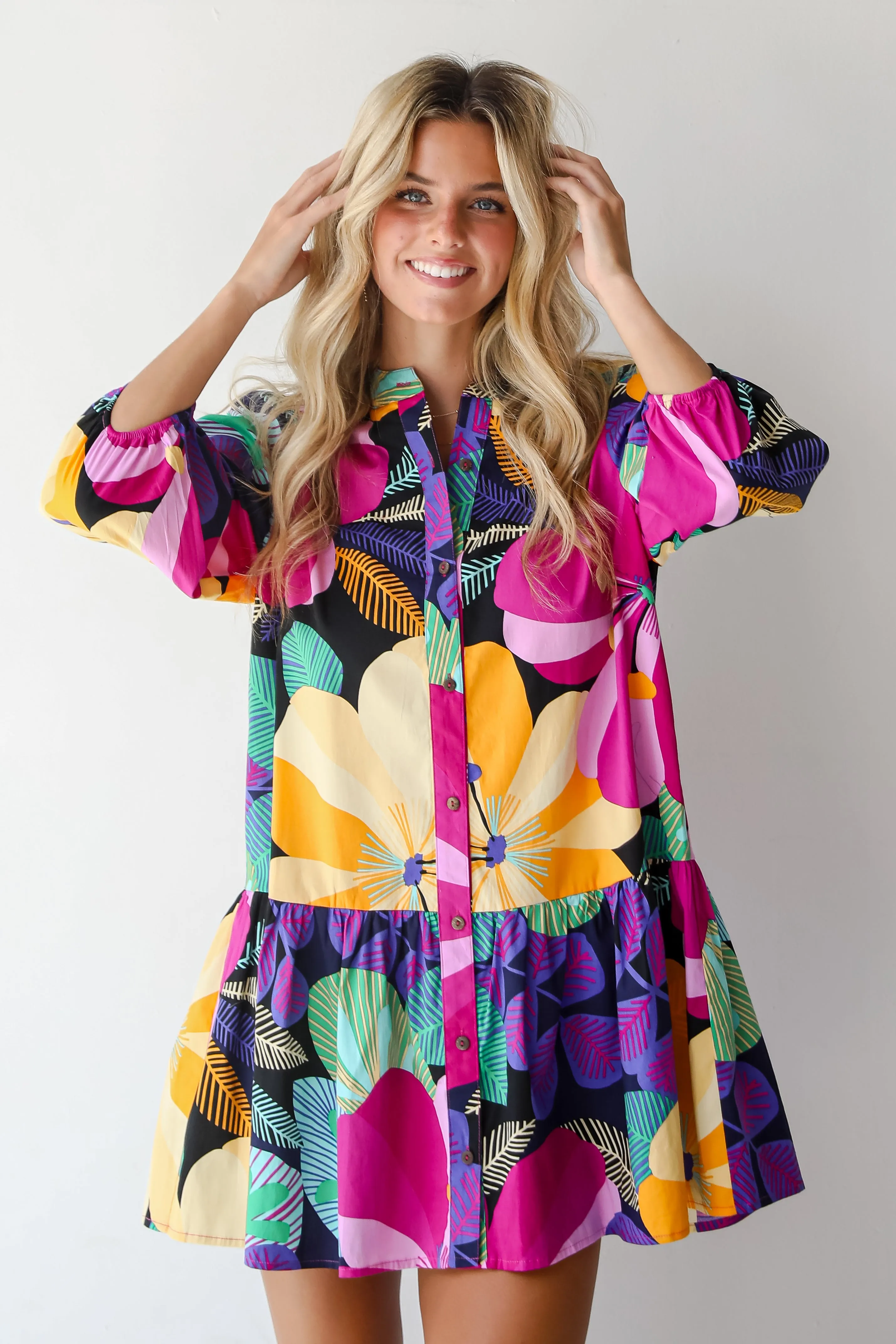 FINAL SALE - Exemplary Charm Multicolored Floral Mini Dress