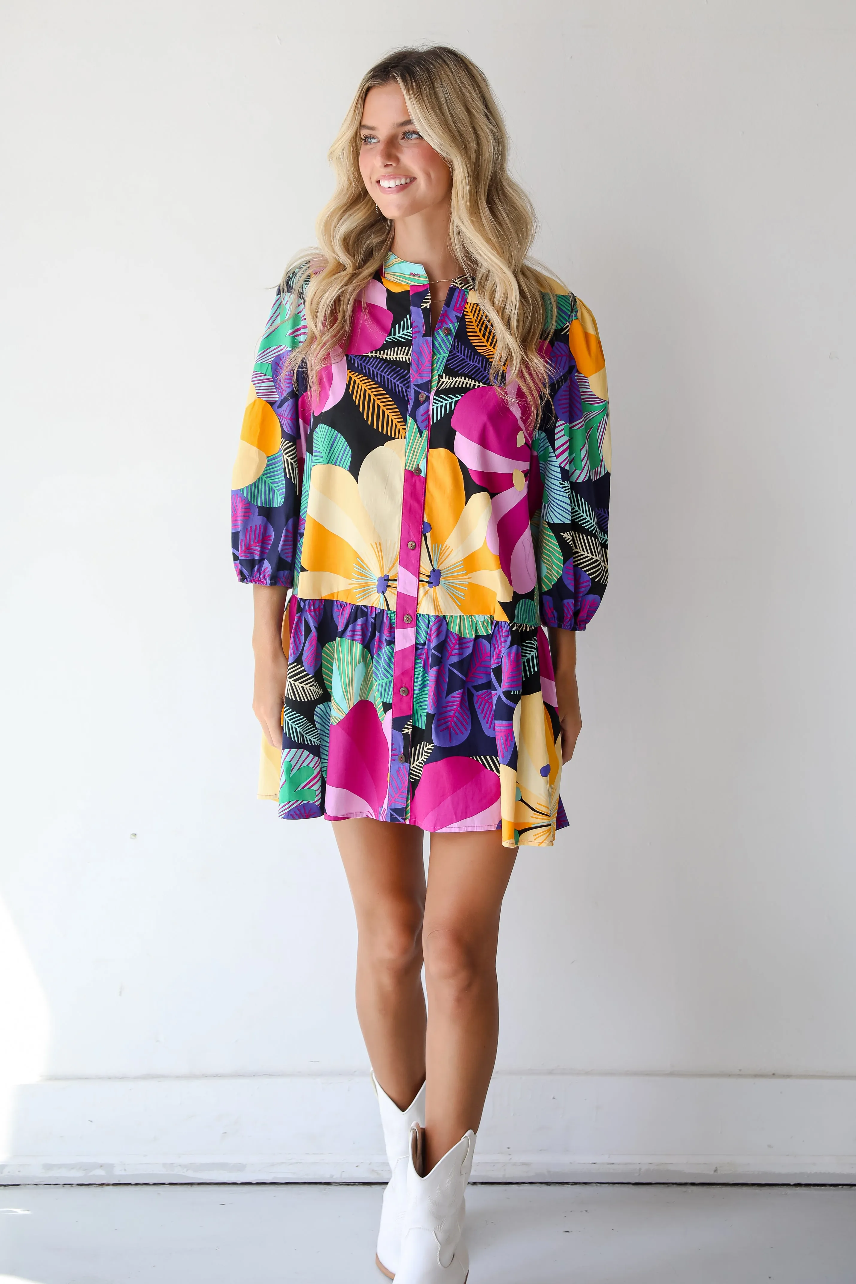 FINAL SALE - Exemplary Charm Multicolored Floral Mini Dress