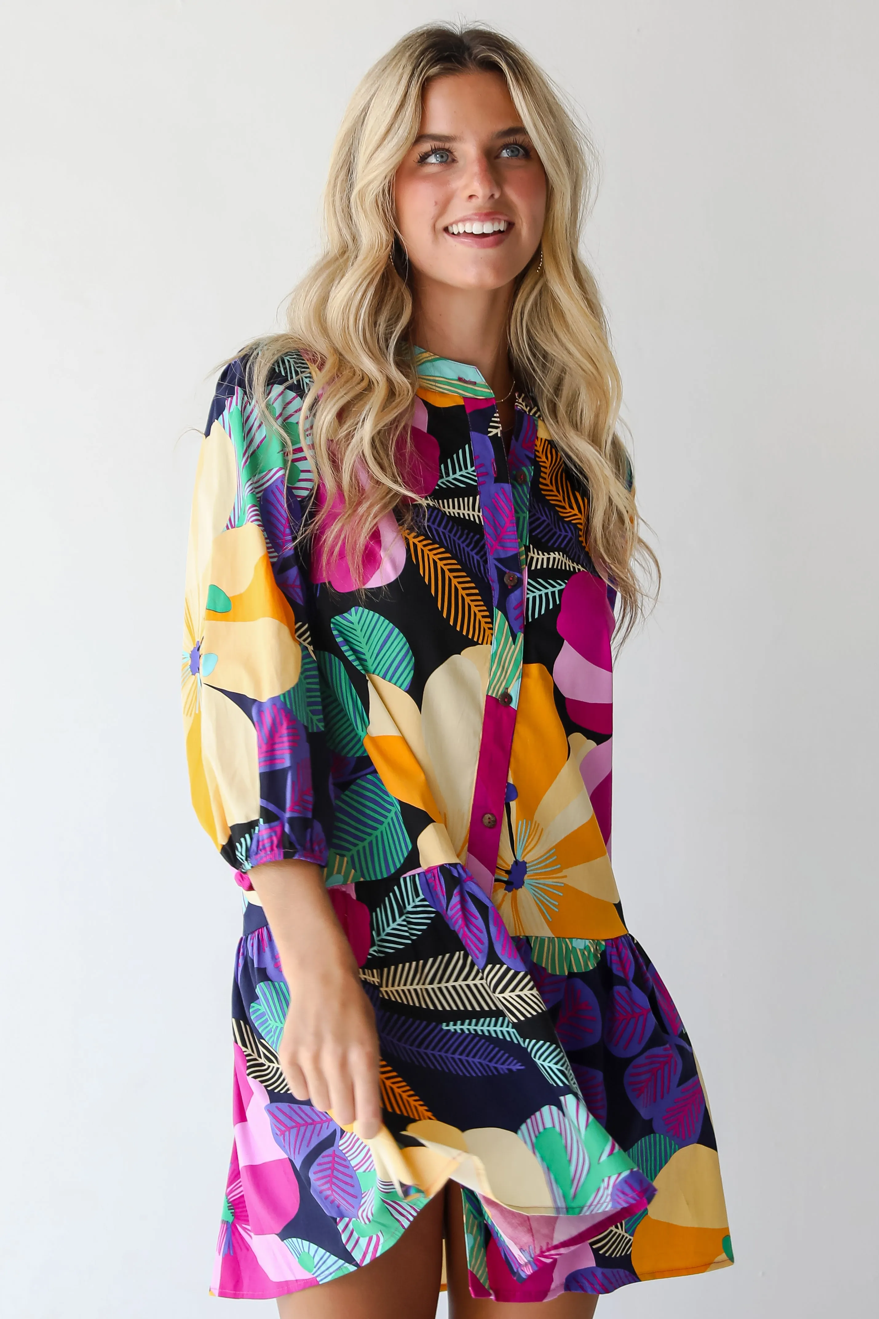 FINAL SALE - Exemplary Charm Multicolored Floral Mini Dress