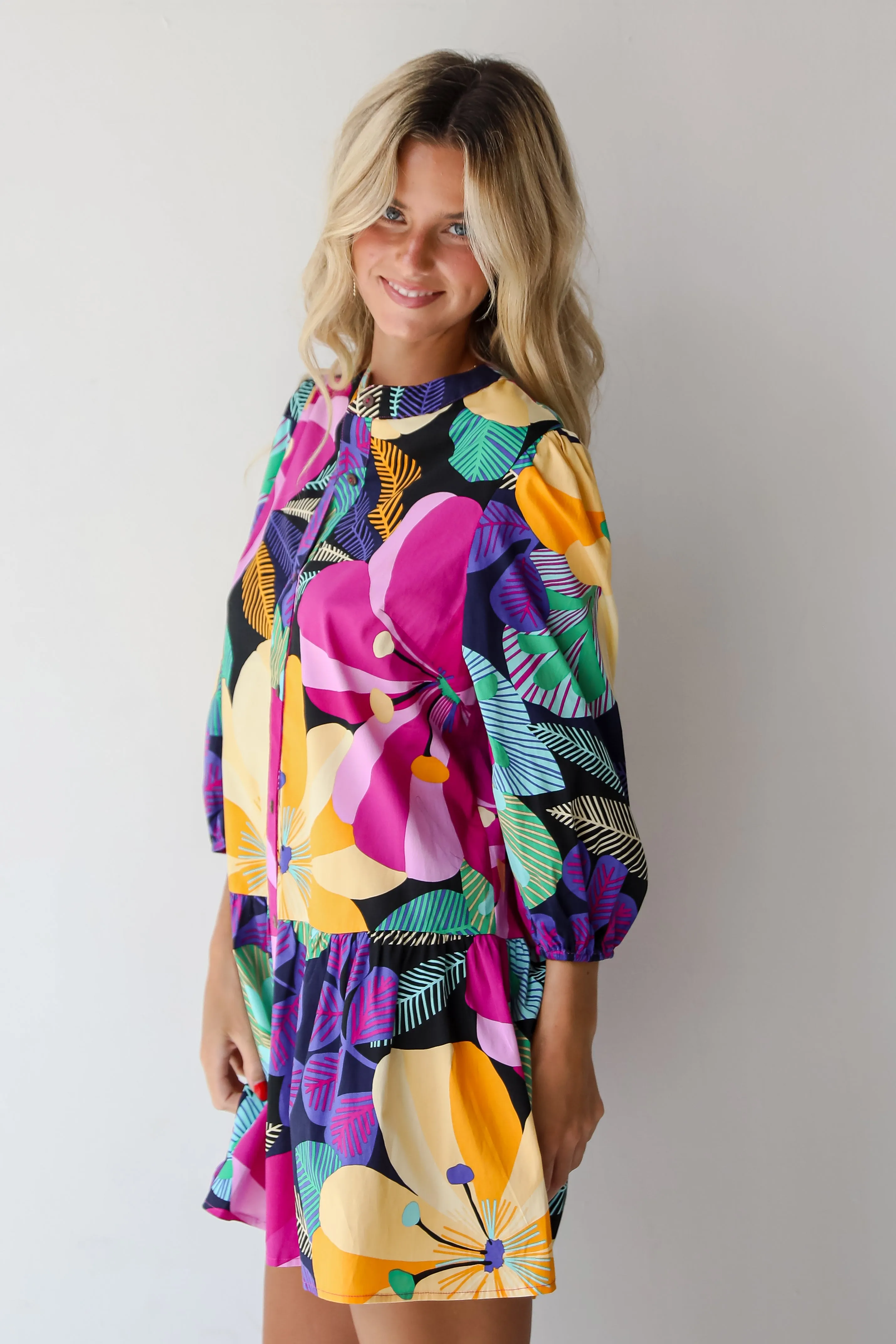 FINAL SALE - Exemplary Charm Multicolored Floral Mini Dress