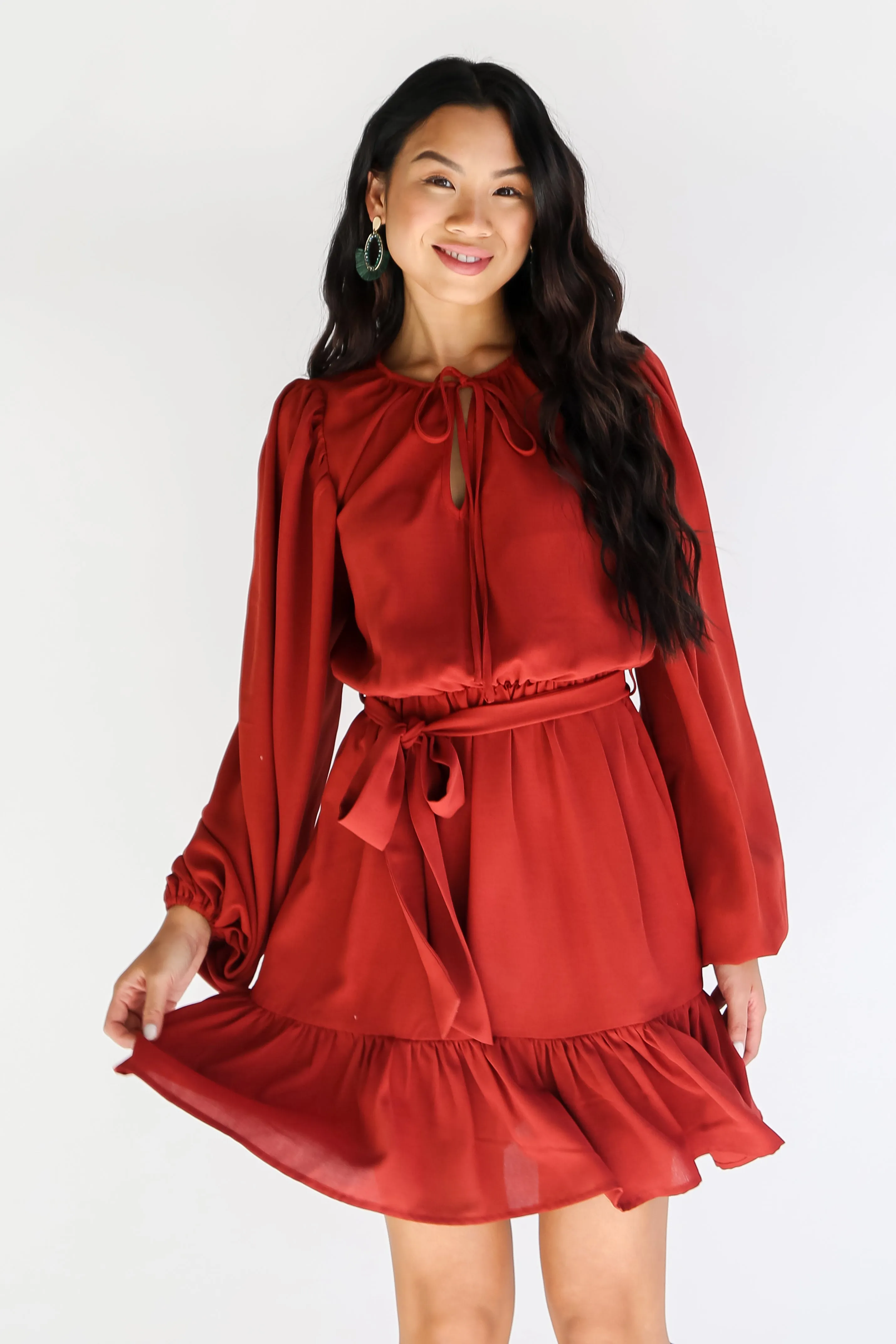 FINAL SALE - Sensational Darling Rust Mini Dress - DOORBUSTER