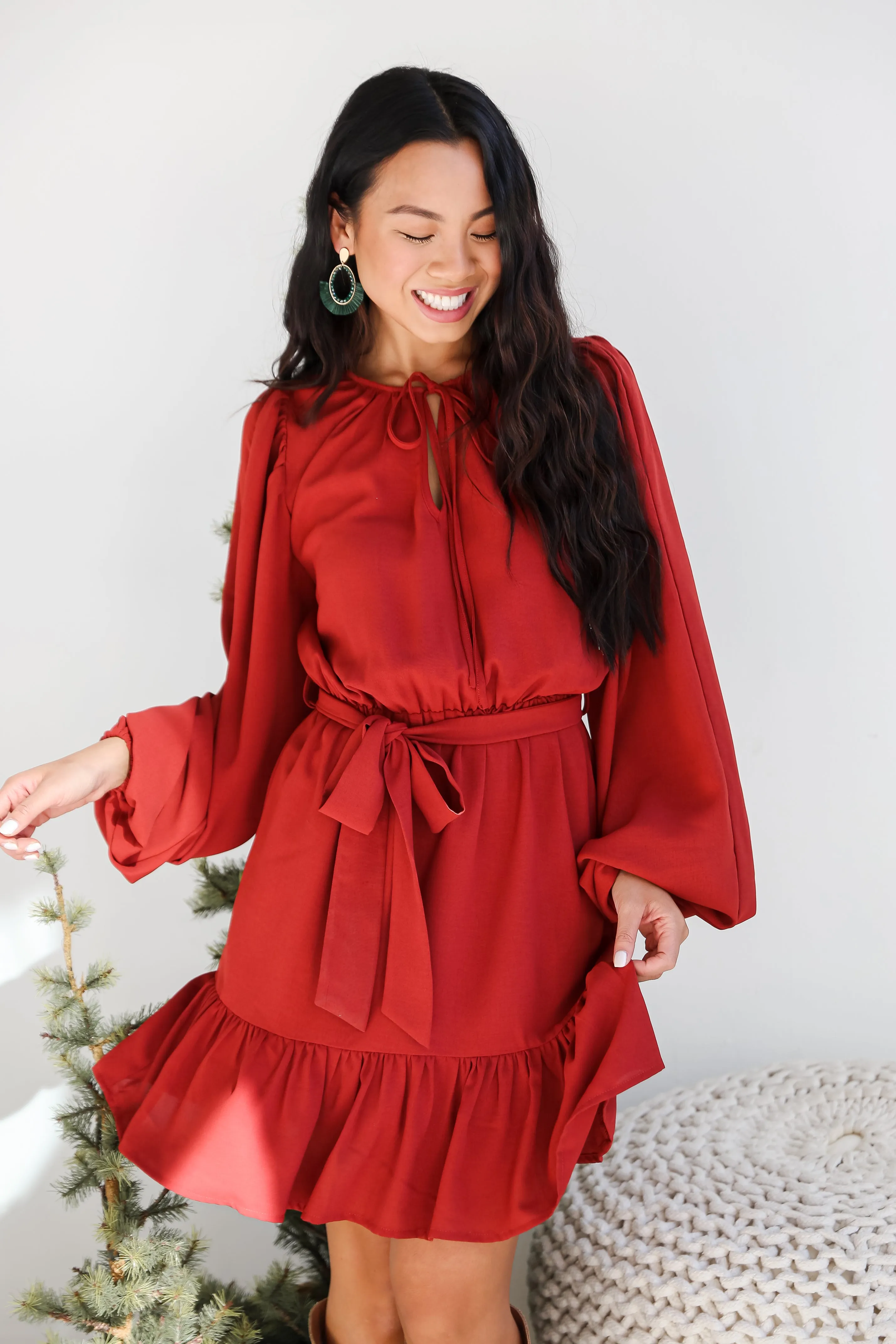 FINAL SALE - Sensational Darling Rust Mini Dress - DOORBUSTER