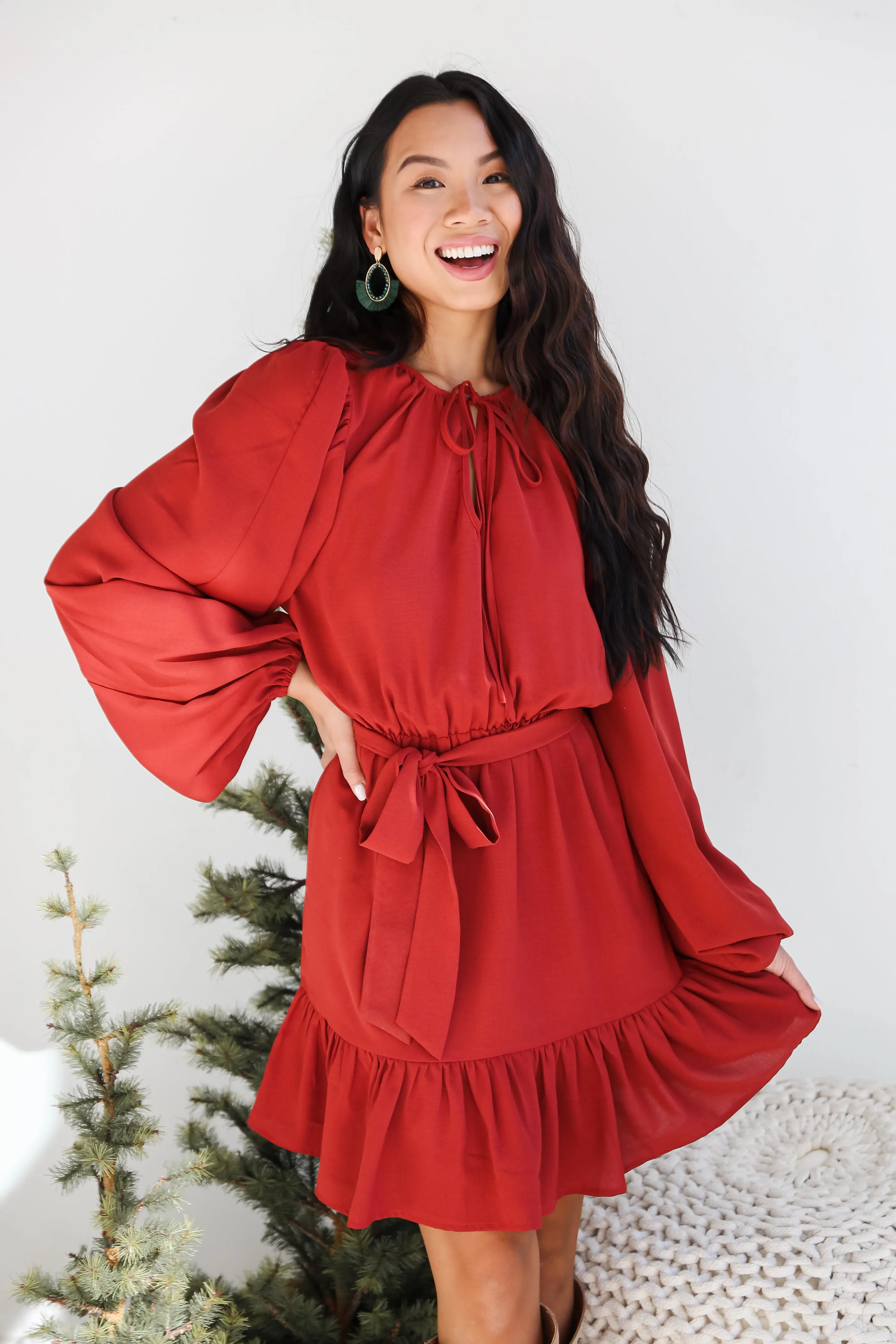 FINAL SALE - Sensational Darling Rust Mini Dress - DOORBUSTER