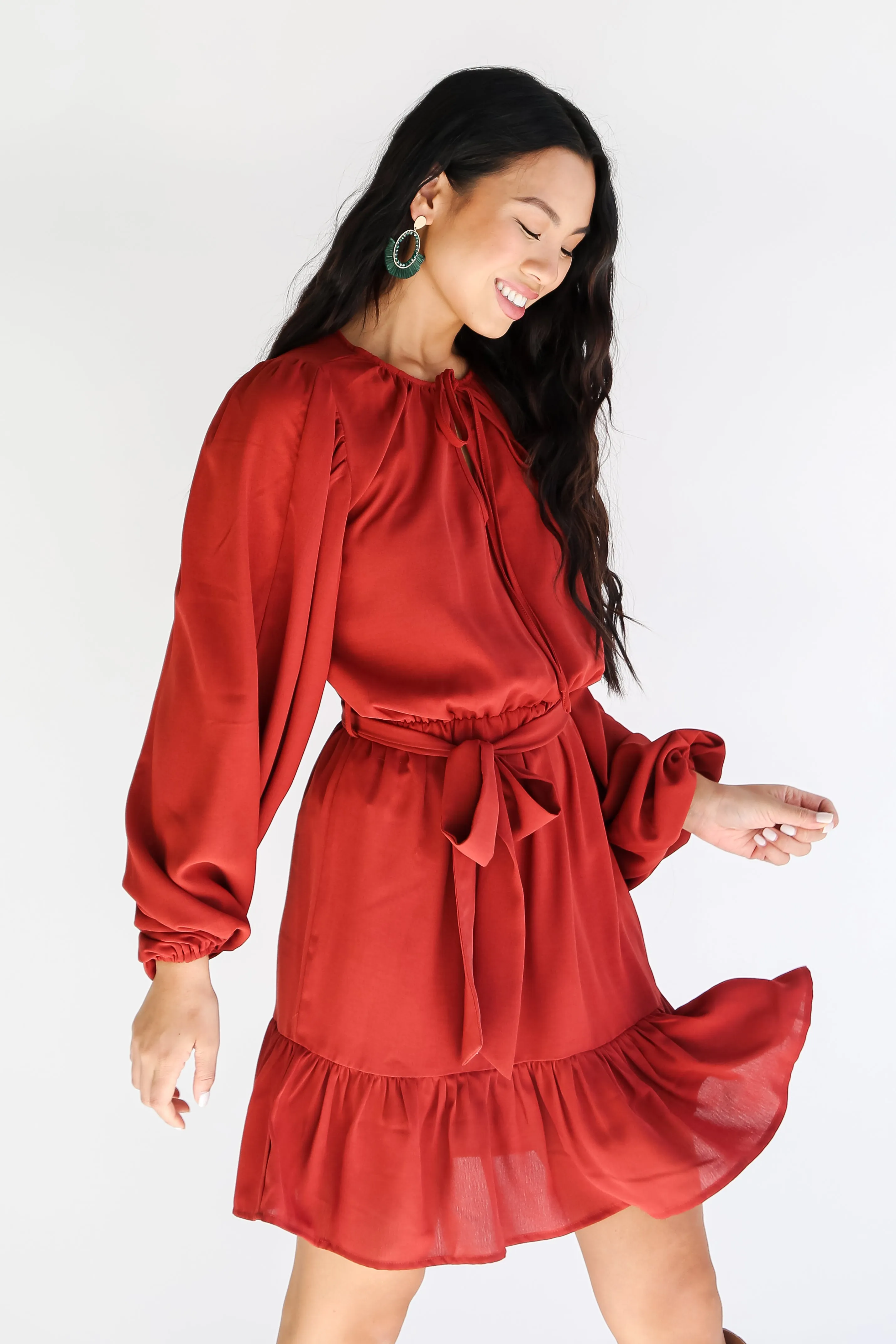 FINAL SALE - Sensational Darling Rust Mini Dress - DOORBUSTER
