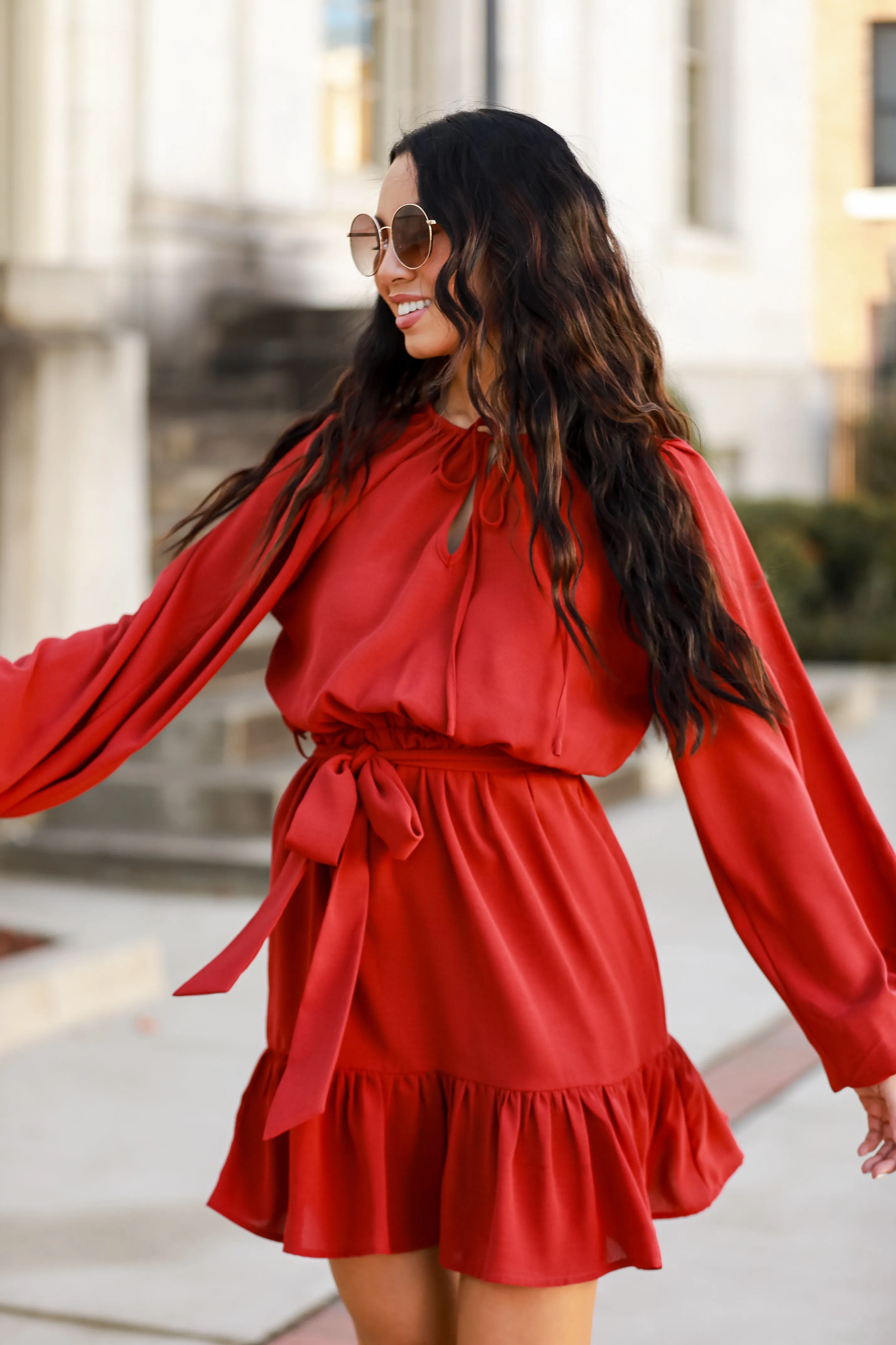 FINAL SALE - Sensational Darling Rust Mini Dress - DOORBUSTER