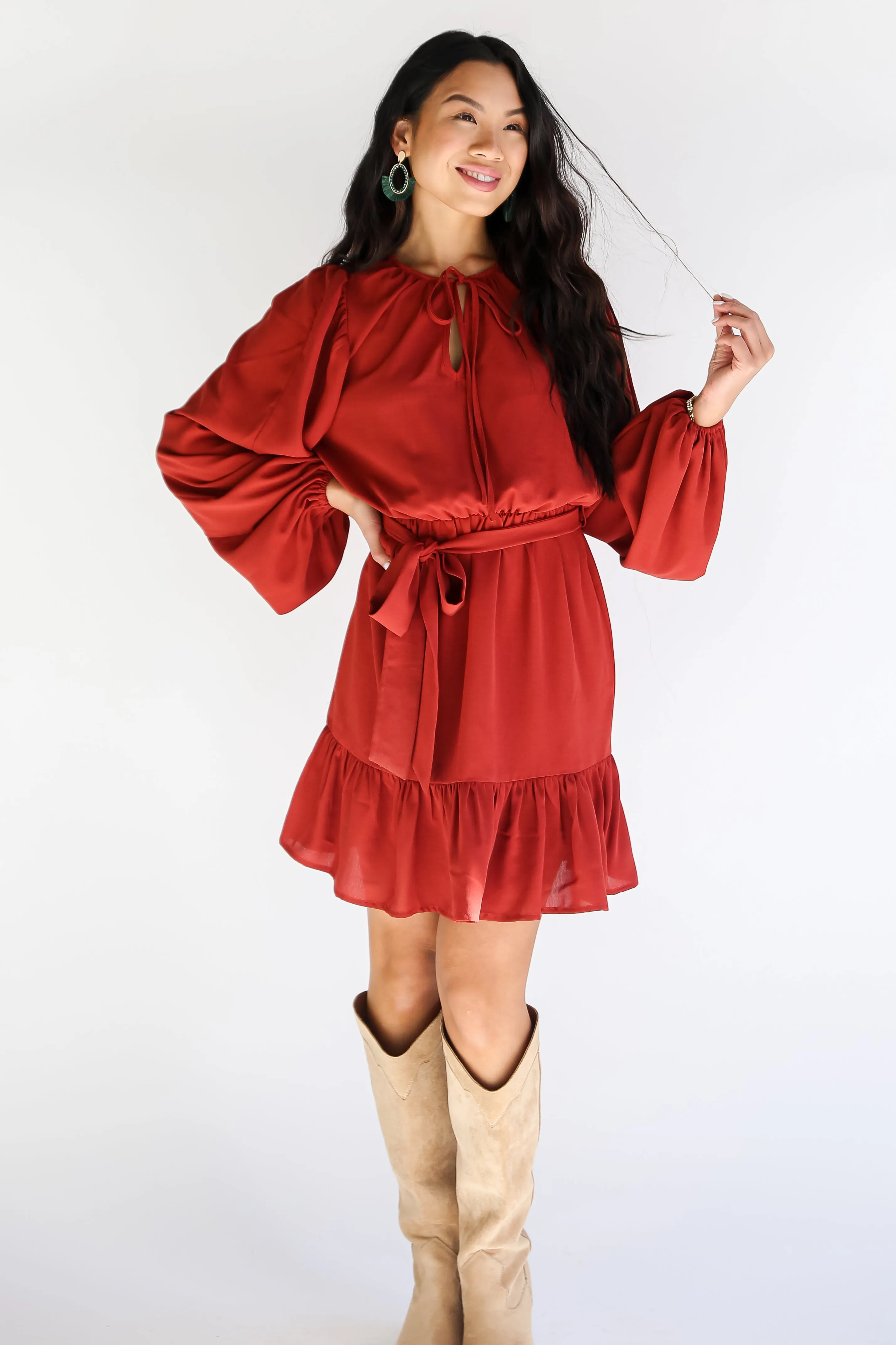 FINAL SALE - Sensational Darling Rust Mini Dress - DOORBUSTER