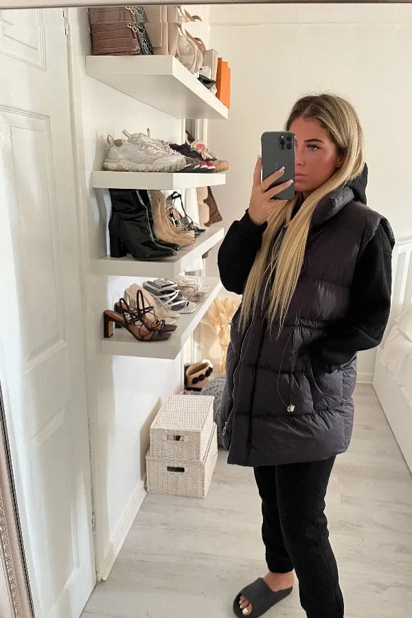 FLEECE HOODIE WITH JOGGER & GILET BLACK 3 PIECE OUTFIT