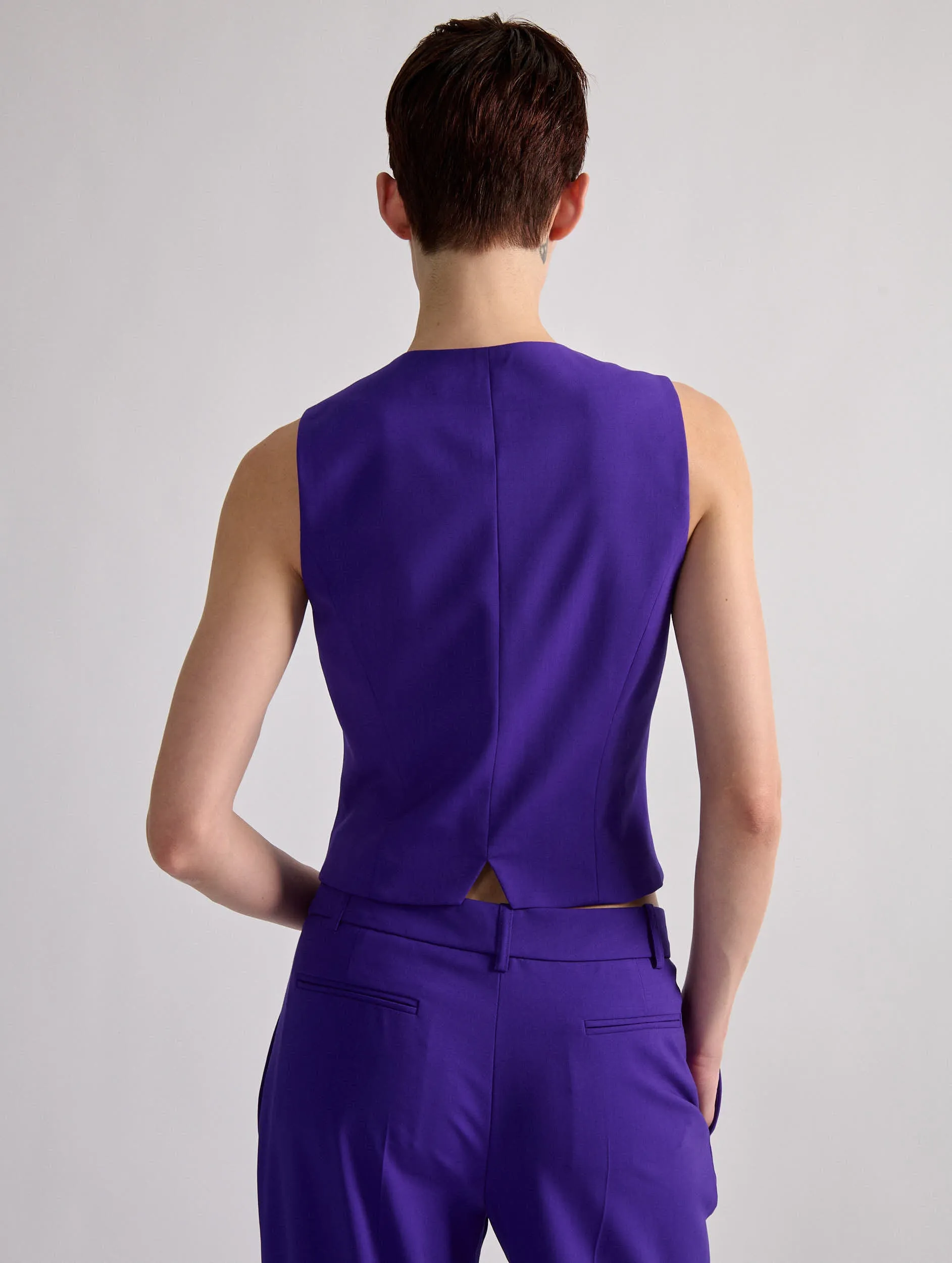 Gilet de costume en toile de laine violet
