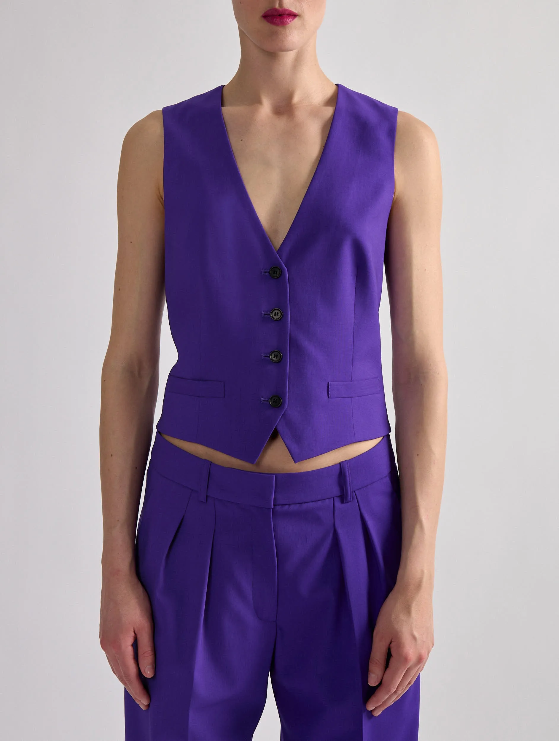 Gilet de costume en toile de laine violet