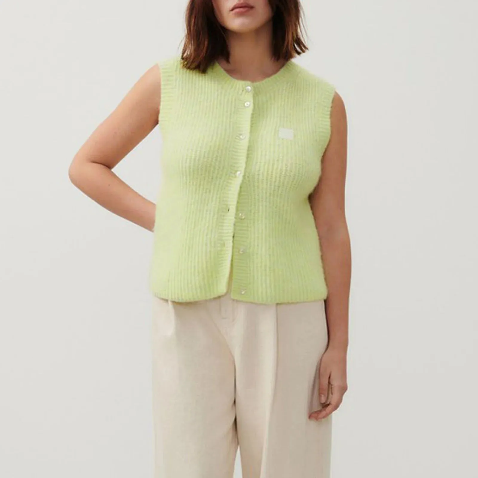Girlary Women Knitted Tank Tops Casual Summer Solid Color Button Front Basic Vest Sleeveless Shirt y2k Aesthetic Clothes