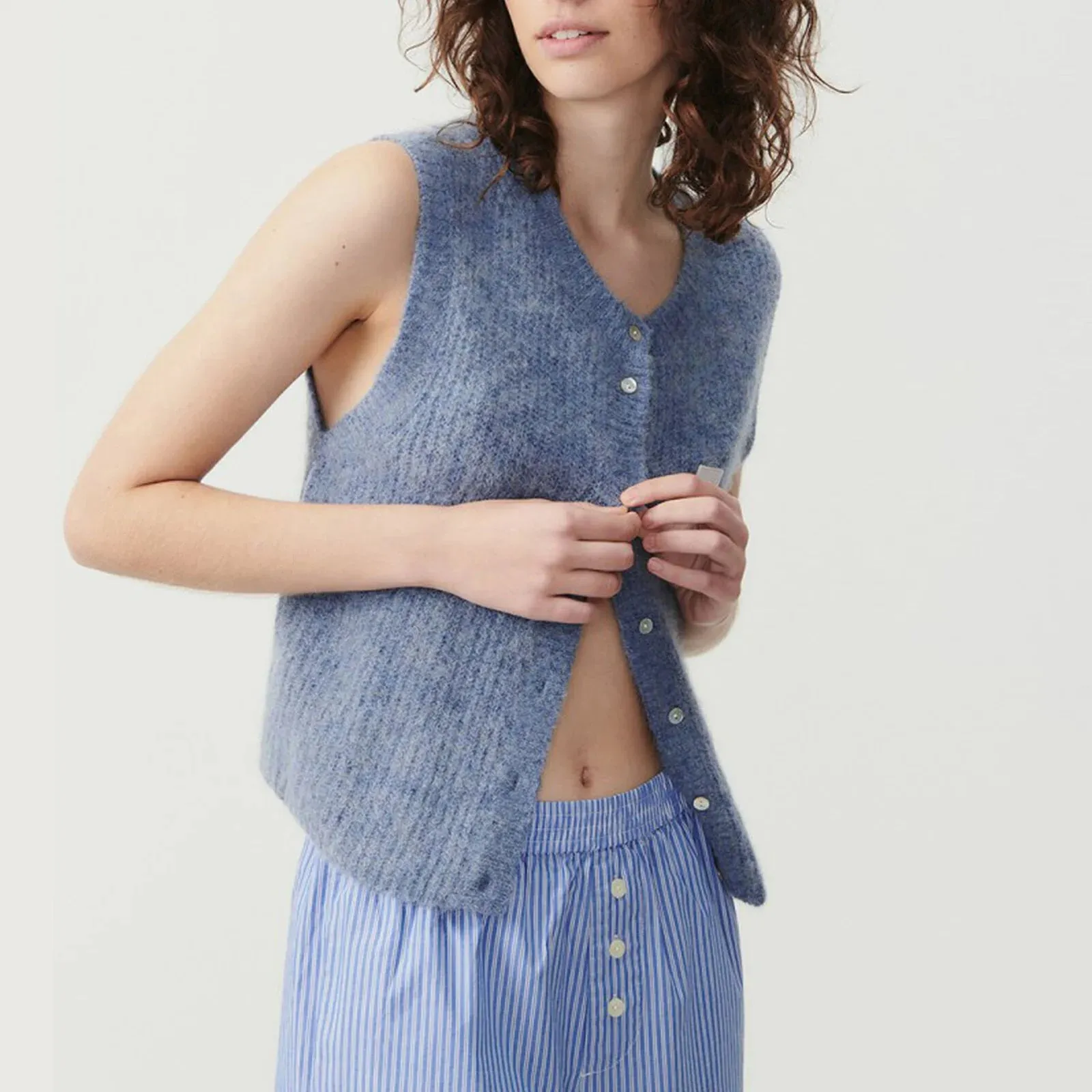 Girlary Women Knitted Tank Tops Casual Summer Solid Color Button Front Basic Vest Sleeveless Shirt y2k Aesthetic Clothes
