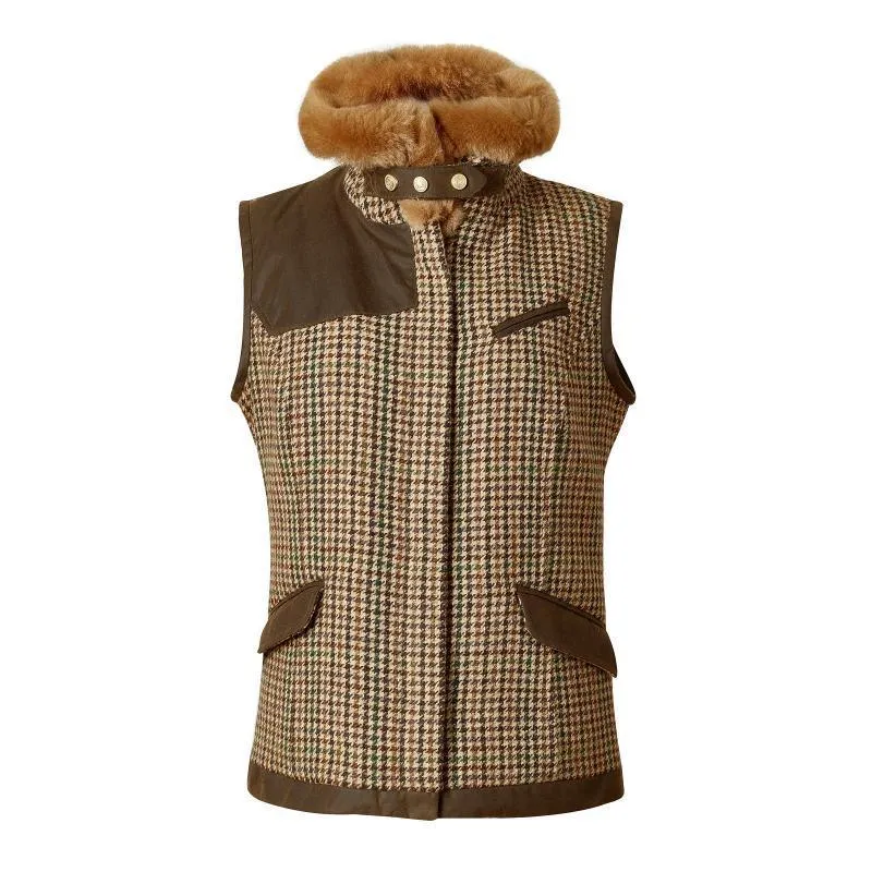 Holland Cooper Aviator Ladies Tweed Gilet - Hailes Green