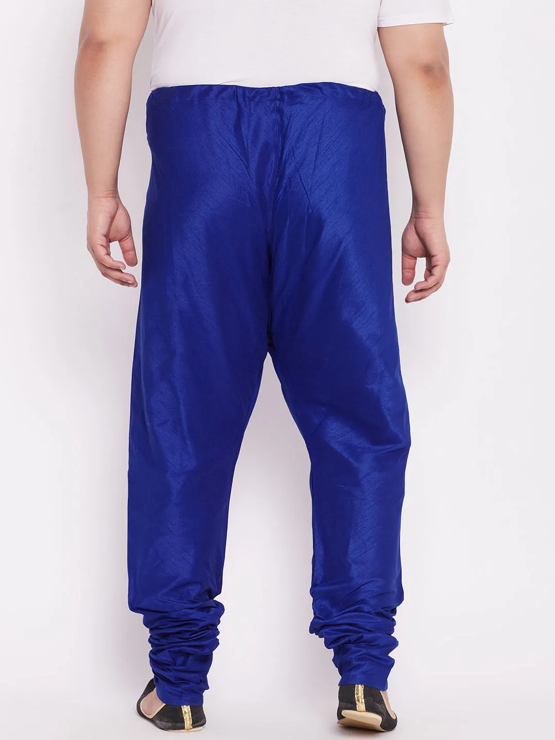 Jashvi Men's Plus Size Blue Cotton Silk Blend Churidar